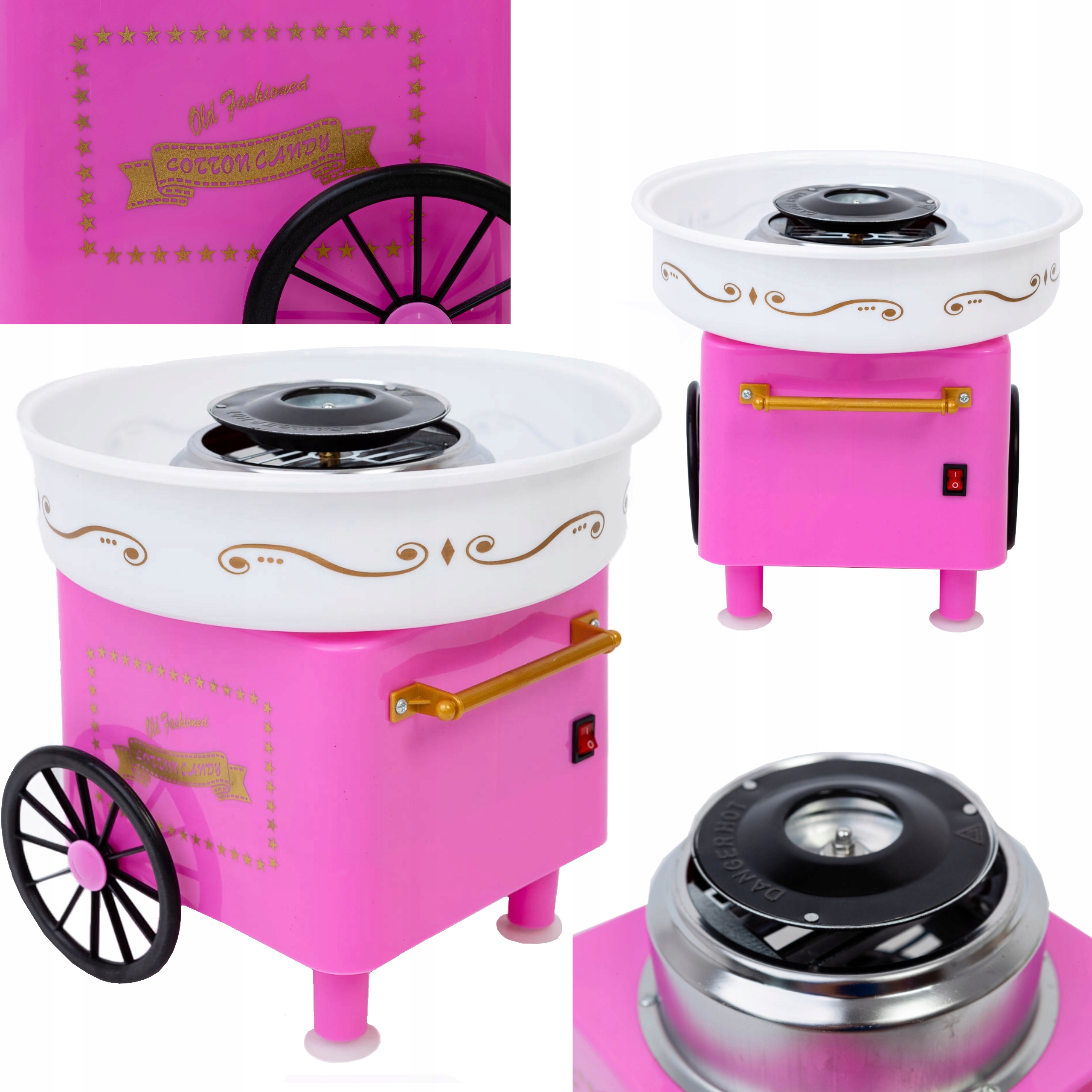 Maszyna do Waty Cukrowej Maszynka Różowa Retro Urządzenie Mini Domowa