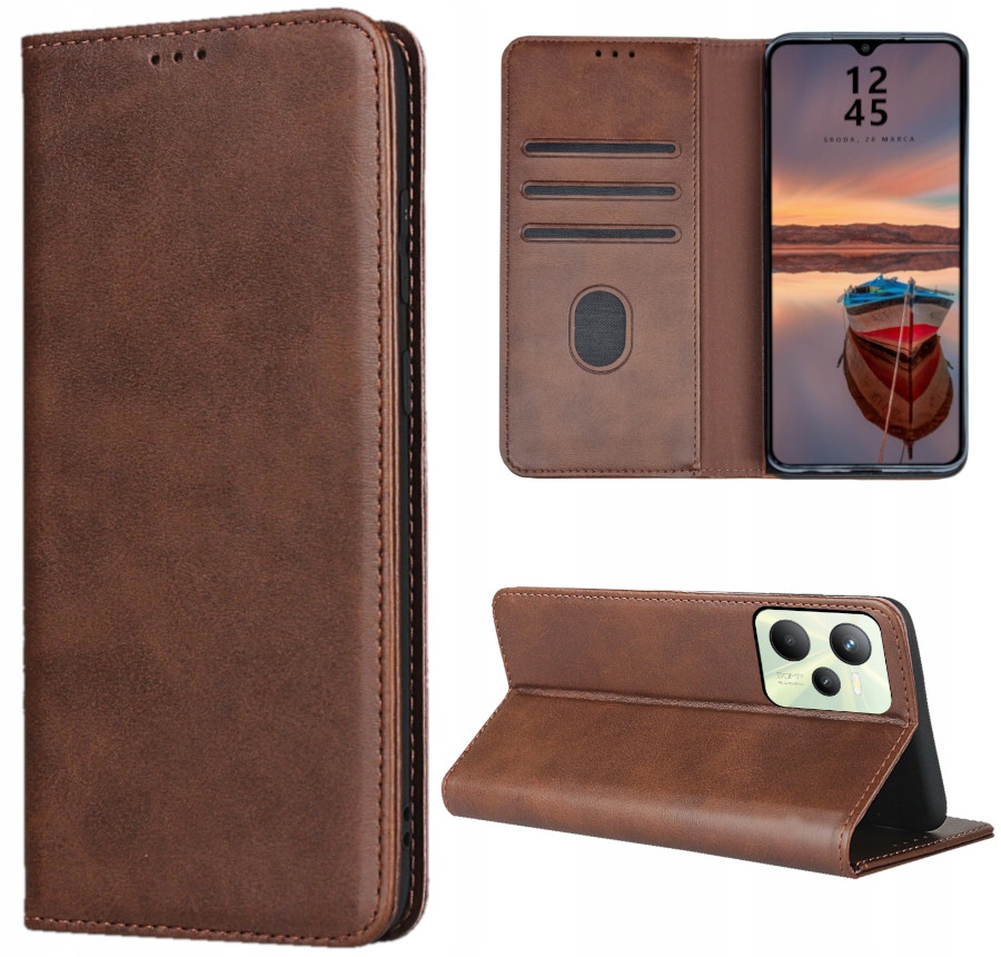 

Etui Skórzane Portfel Do Realme C35 2x Szkło