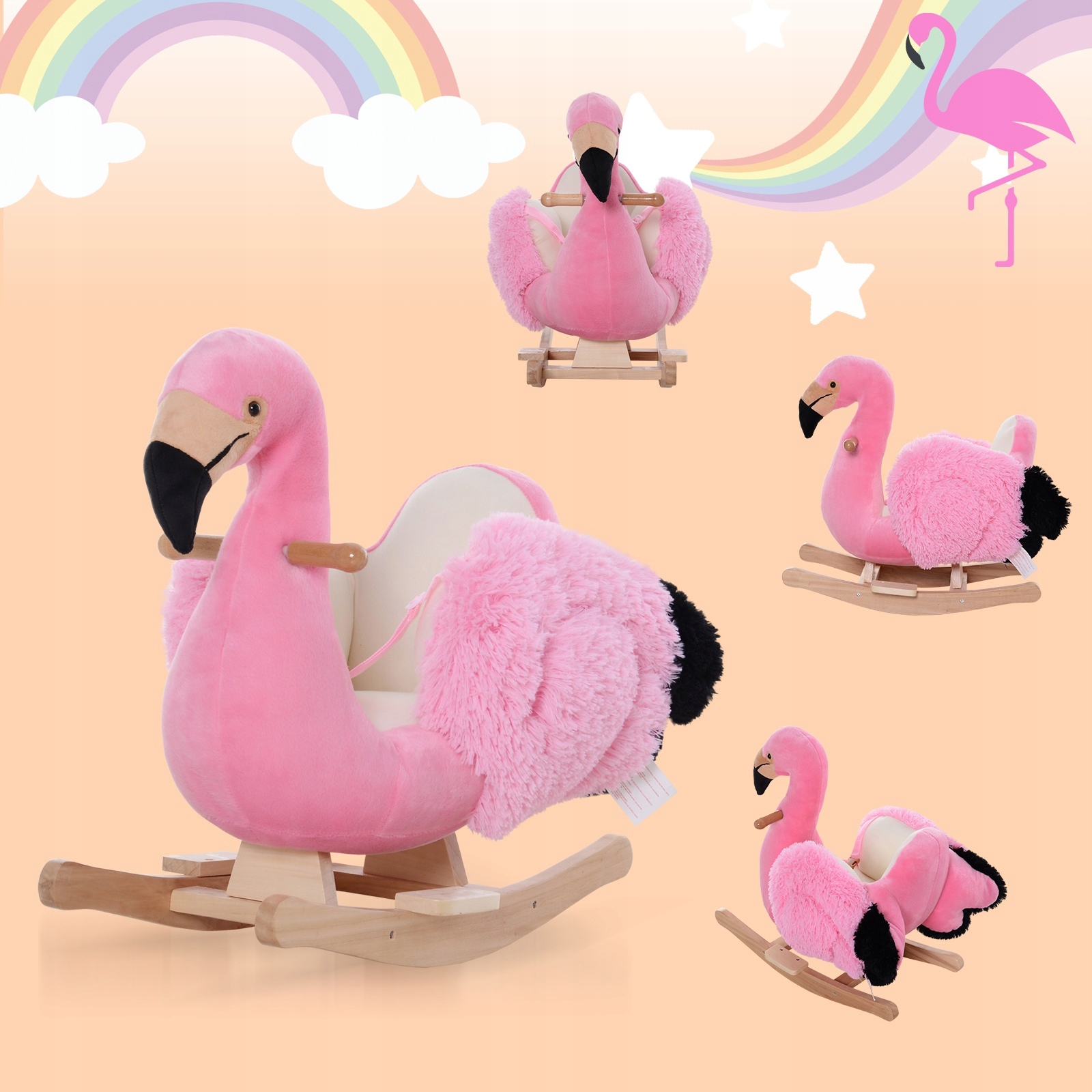 Homcom Zabawka na Biegunach Bujaczek Flaming Wiek dziecka 18 m +