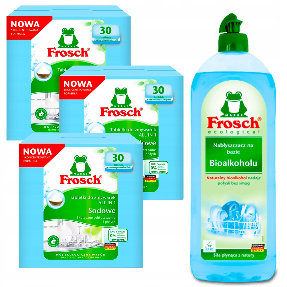 Levně Frosch Ekologické tablety do myčky 90 Frosch Leštidlo Bio 750
