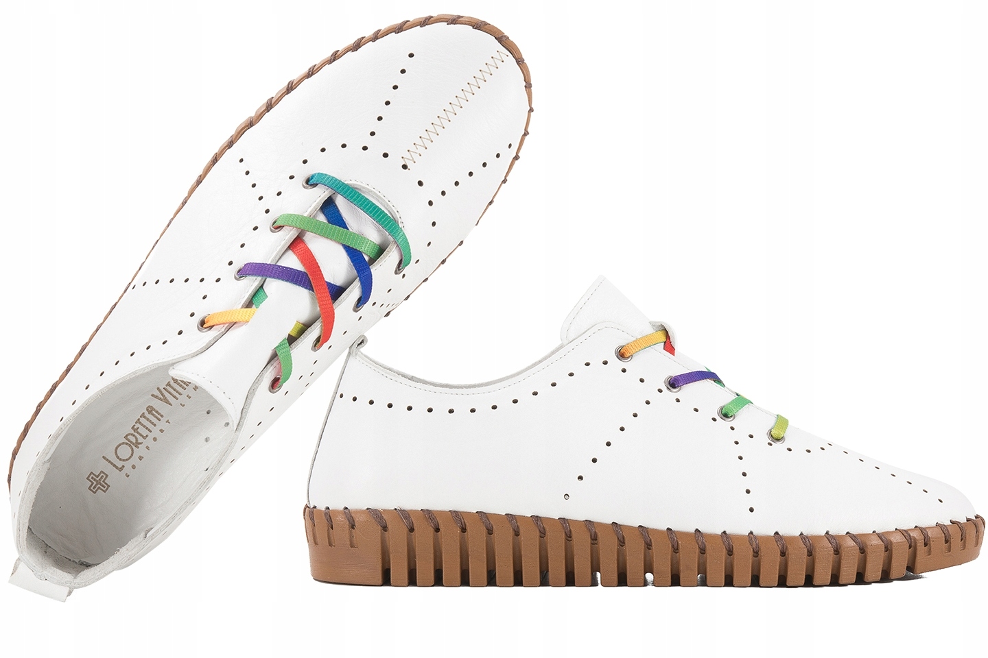 Loretta Vitale 5011 Dámské Kožené Polobotky Ažurové bílé 39 Bílá