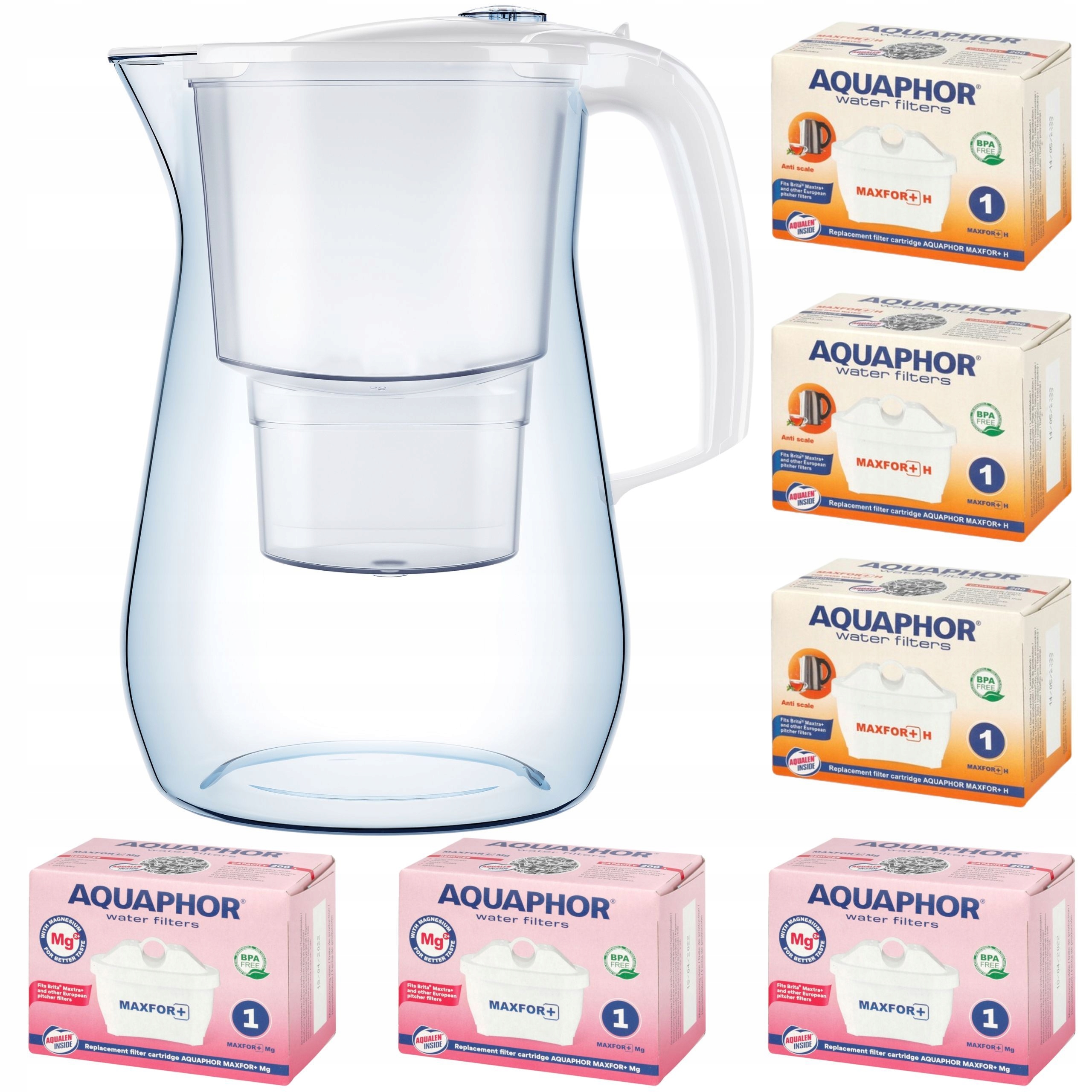 Filtrační konvice Aquaphor Onyx 4,2 l 6 náplní (3 mg 3H), bílá Set