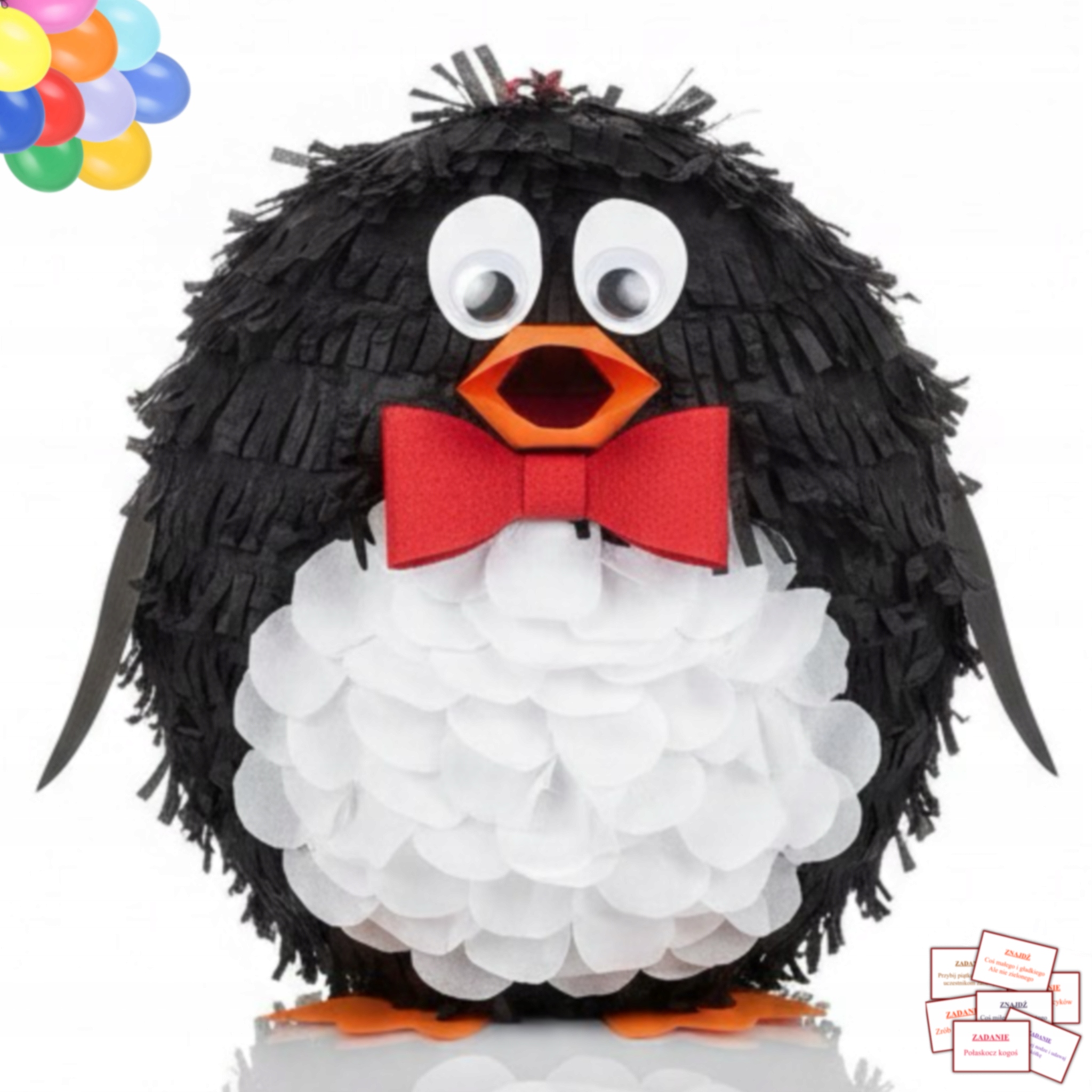 Piniata PINGWIN Pingwinek Zestaw - kij, balony, zagadki