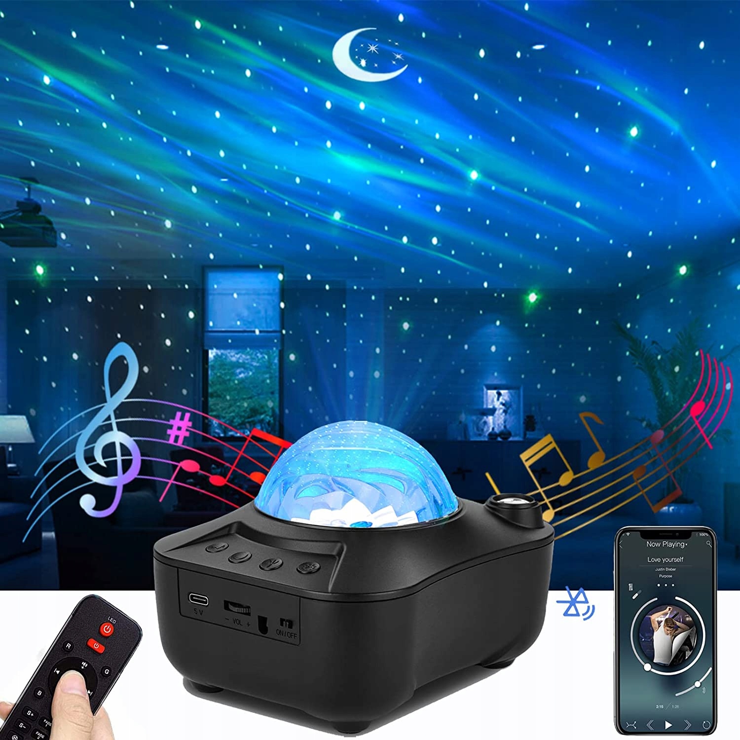 

Projektor Lampka Nocna Stary Light Usb Z Pilotem