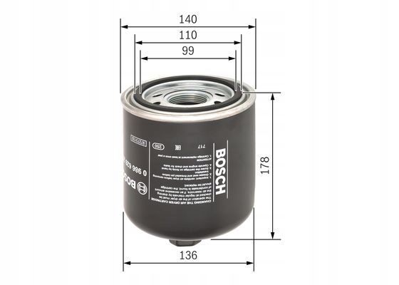 0 986 - ФИЛЬТР ОСУШИТЕЛЯ ВОЗДУХА BOSCH 0986628252