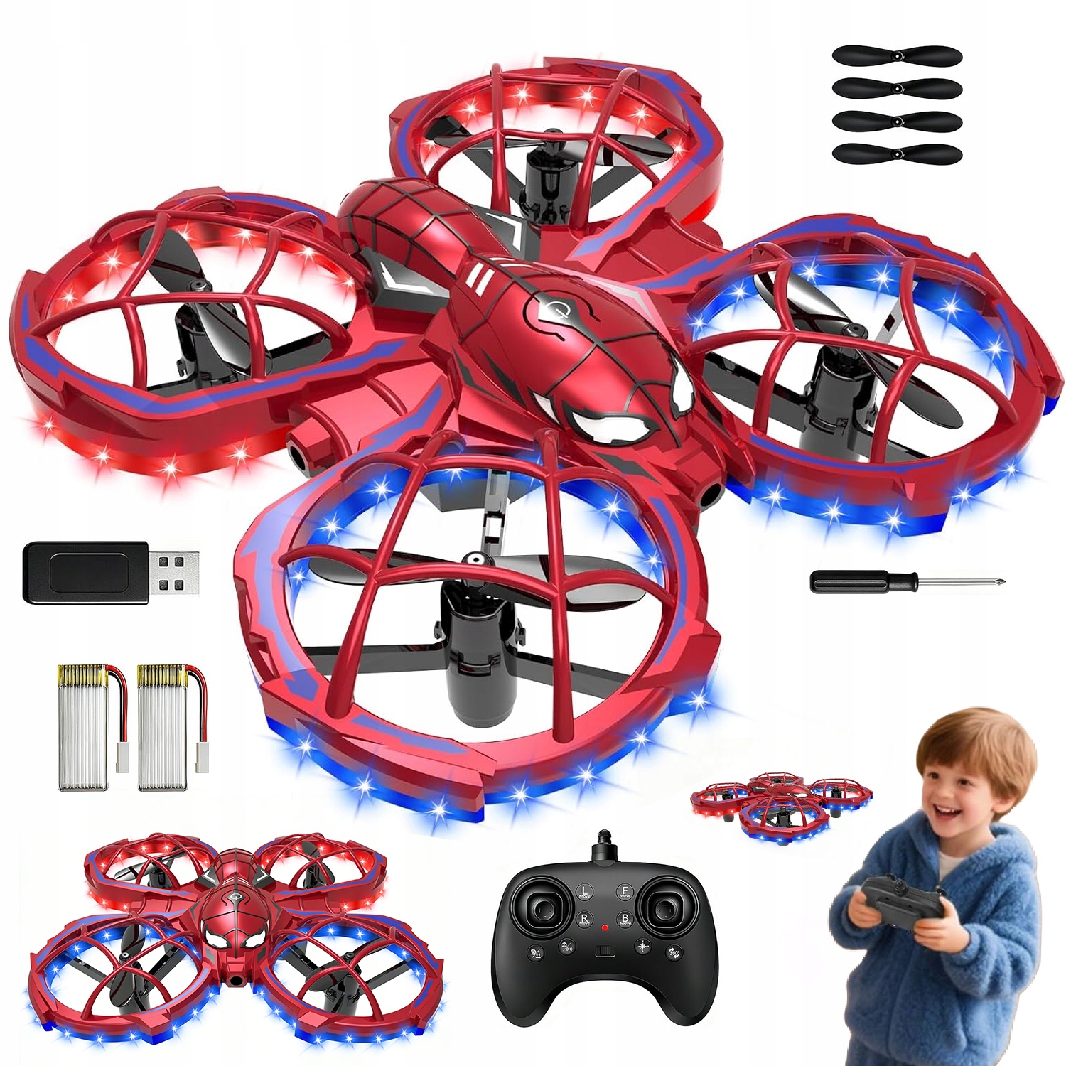 MINI DRON RC MINI QUADROCOPTER 2.4GHZ 4CH CZERWONY PREZNET DLA DZIECKA