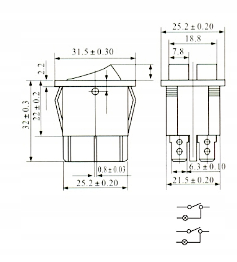Przełącznik kołyskowy podwójny KCD6 12V żółty Typ przełącznika kołyskowy (Rocker)