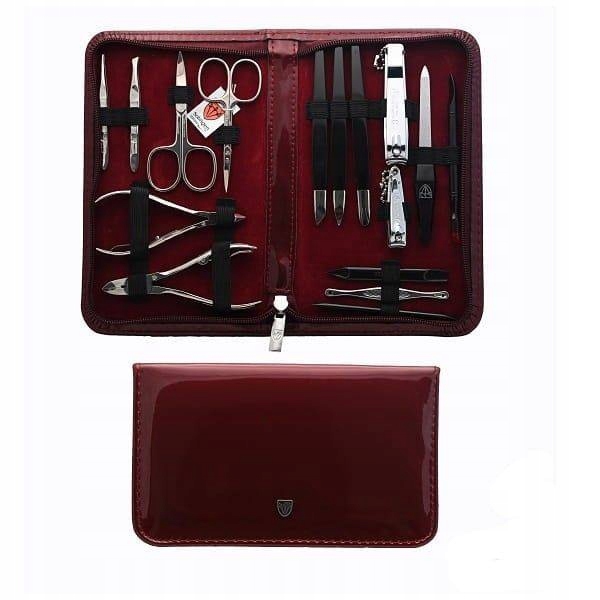 Solingen Fn sada na manikúru 16 nástrojů bordó eko-kůže nůžky