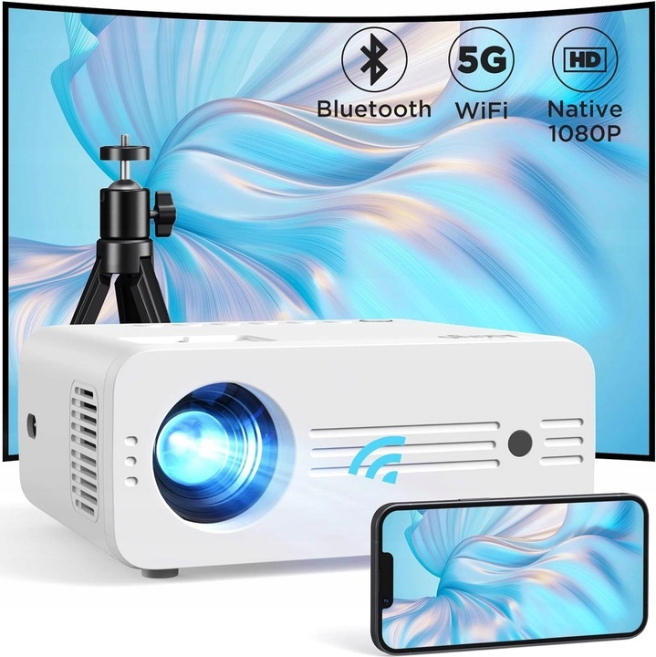 Projektor Akiyo 07 Full Hd Bluetooth 5.2 WiFi Stativ 9000 lumenů