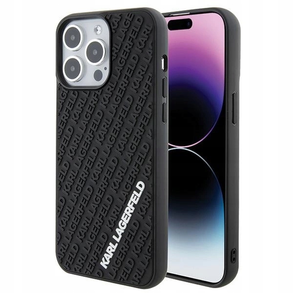 Pouzdro Karl Lagerfeld 3D Rubber Multi Logo pro iPhone 15 Pro Max černé