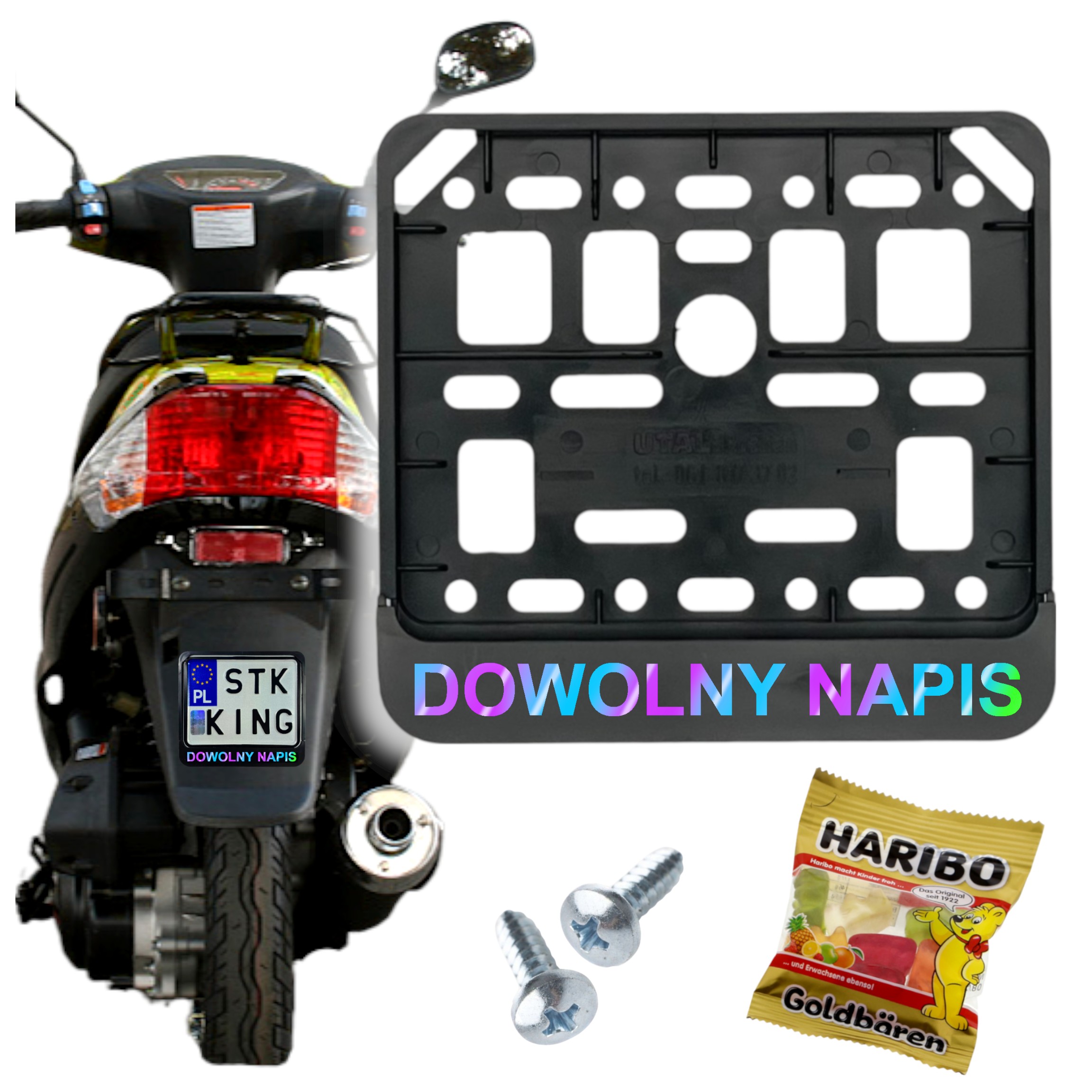 Ramka Z Napisem pod tablicę rejestracyjną do Motorower Skuter Tekst Holo