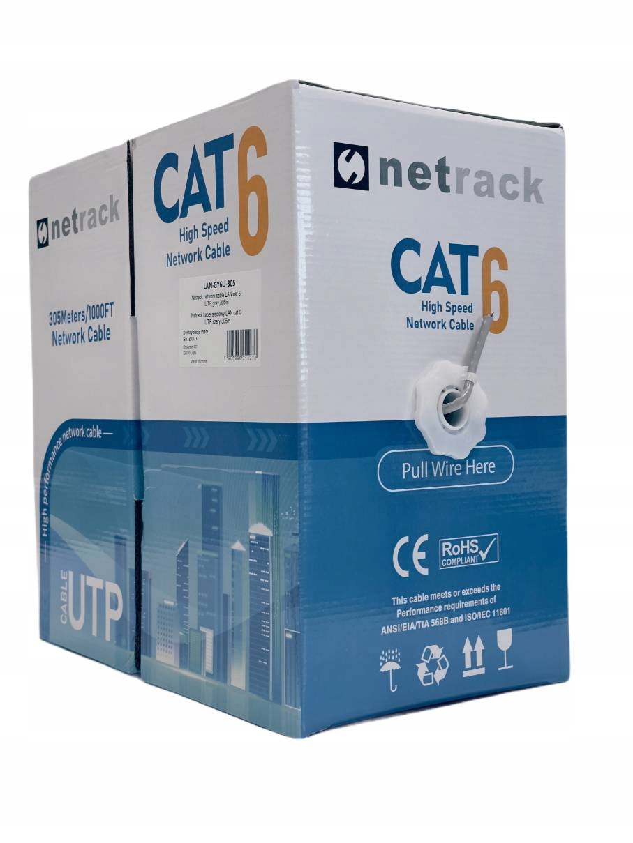 Síťový kabel Lan kroucený kat. 6 Utp 305 m Cca Netrack cat 6 kabel RJ45