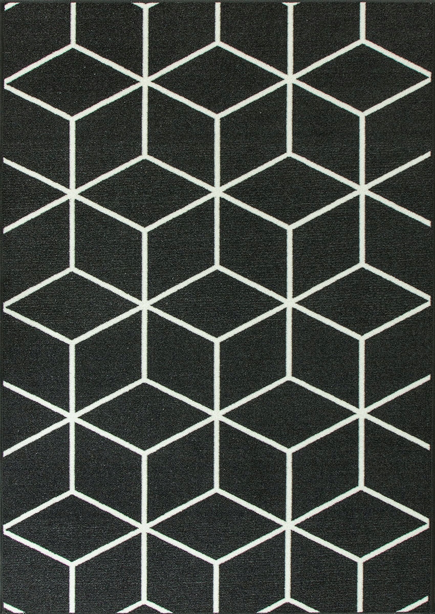 

120x150 cm Antypoślizgowy Grafitowy Dywan Cubes 3D