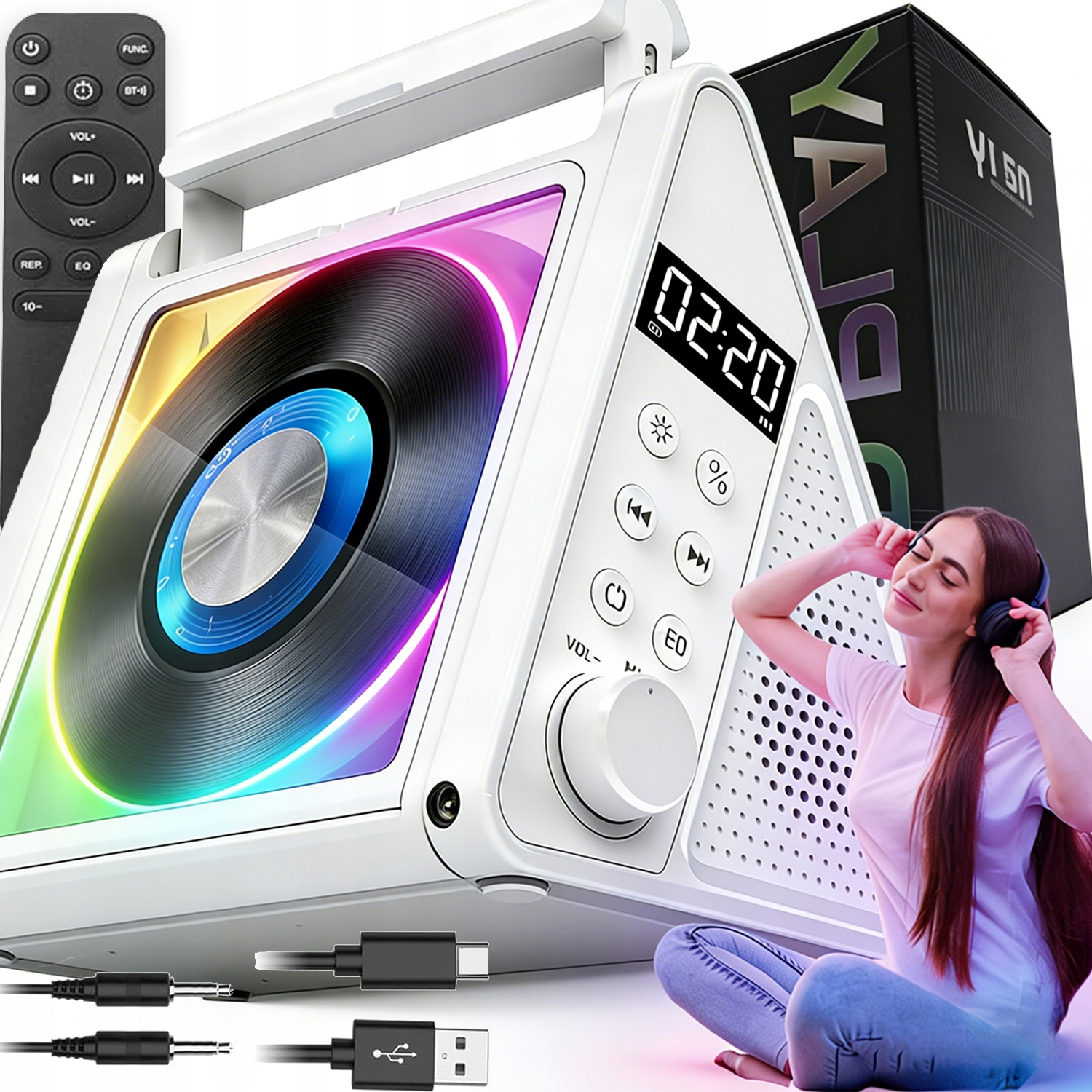 Stolní CD Přehrávač Bluetooth Reproduktor MP3 Led Dárek Převodník Pilot