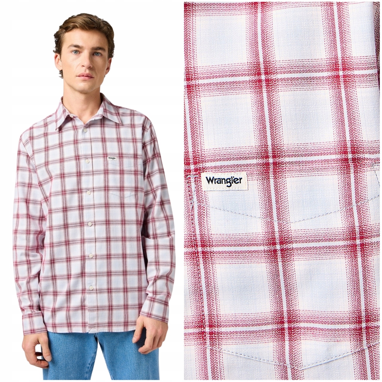Wrangler 1 Pkt Shirt Light klasická pánská kostkovaná bavlněná košile XL