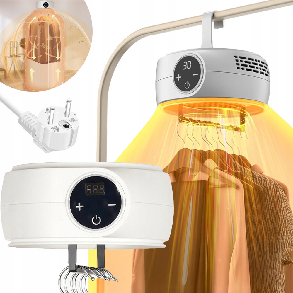 Levně Skládací Sušák Oblečení S Příkonem 600 W Silná Čistá Bělavá S Časovačem