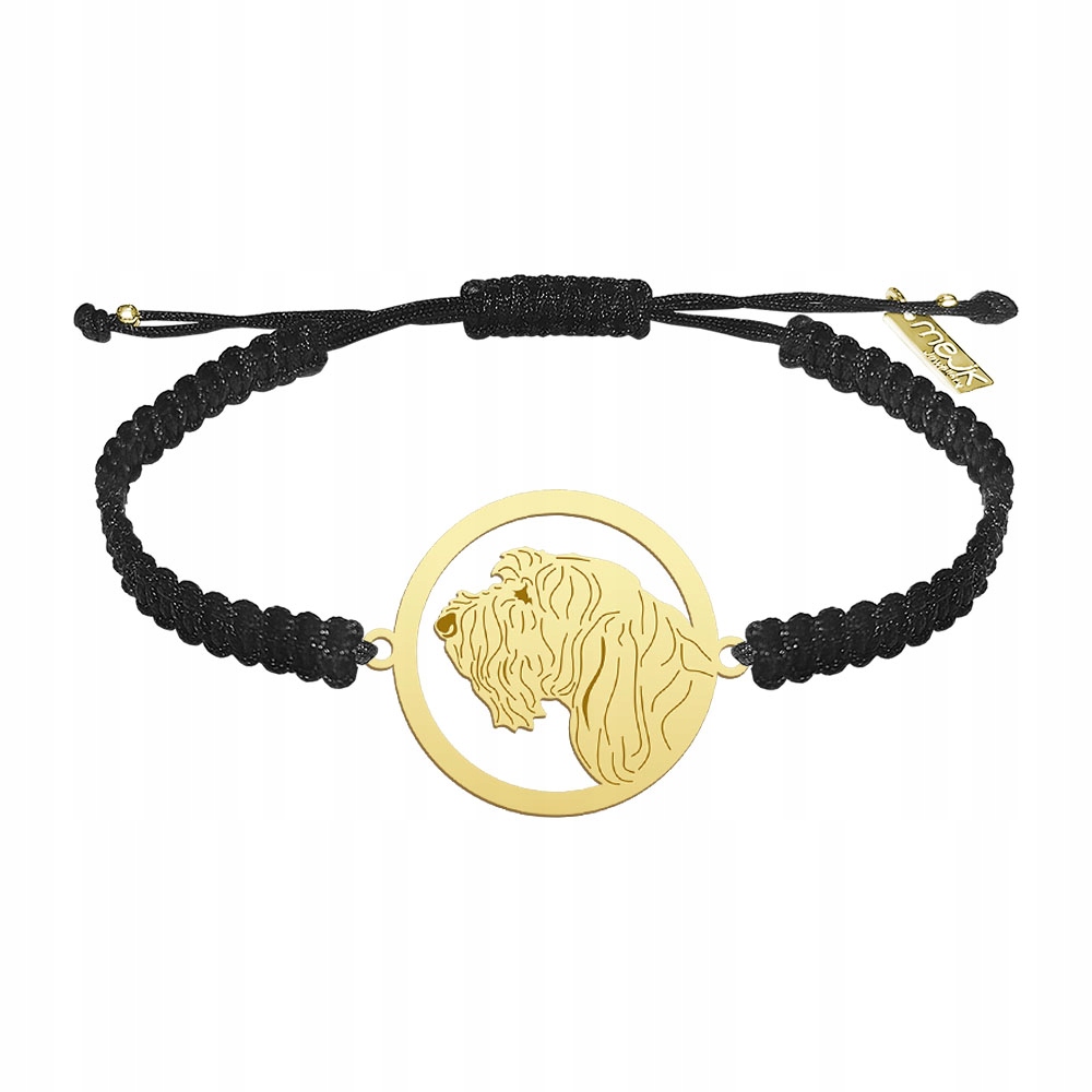 Zlatý náramek s psem Spinone Italiano 925 Makramé Šperky Gravírování