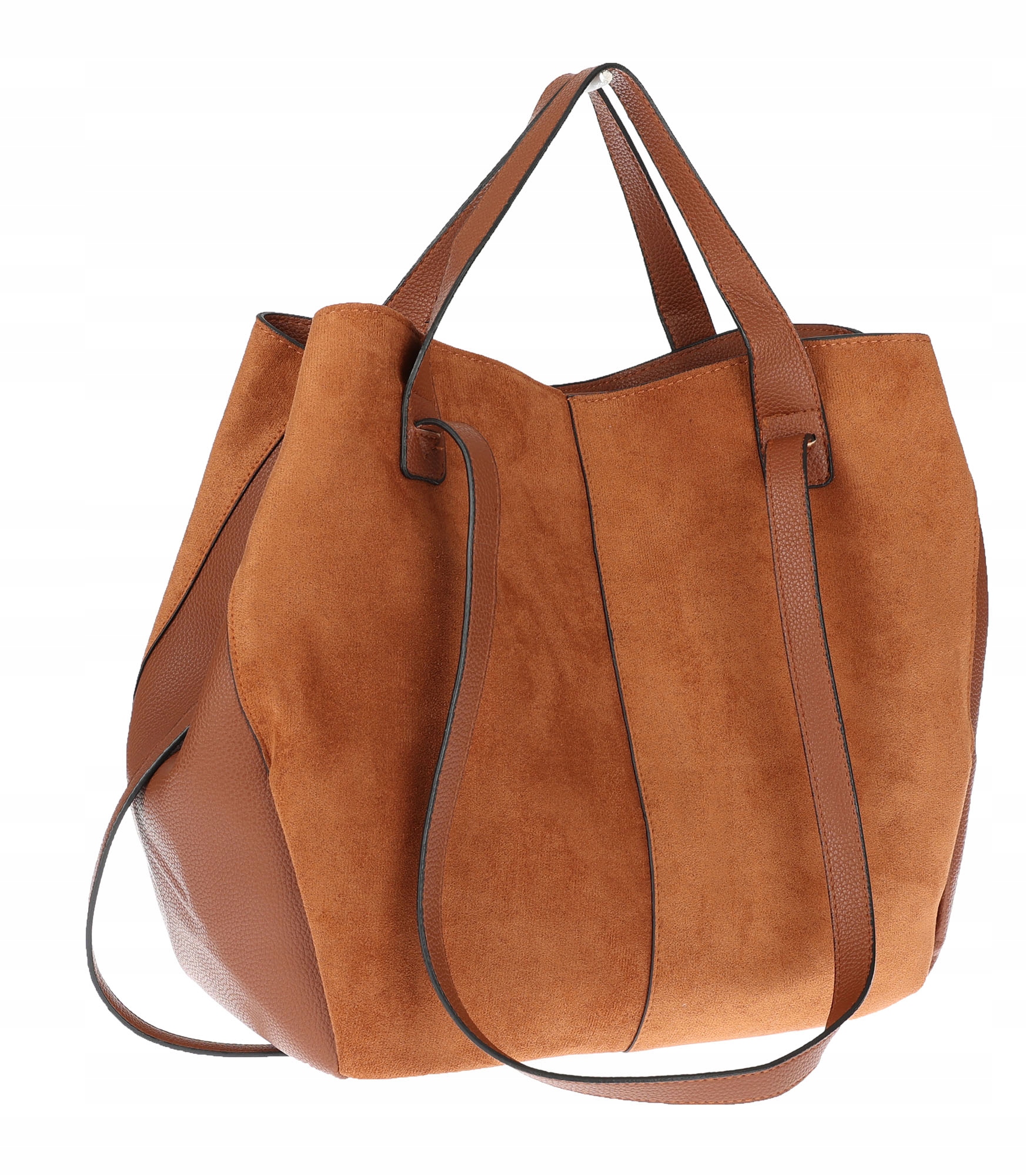 Torebka Damska Shopperka łódka Pojemna Duża Torba zamszowa R1996 Brązowa