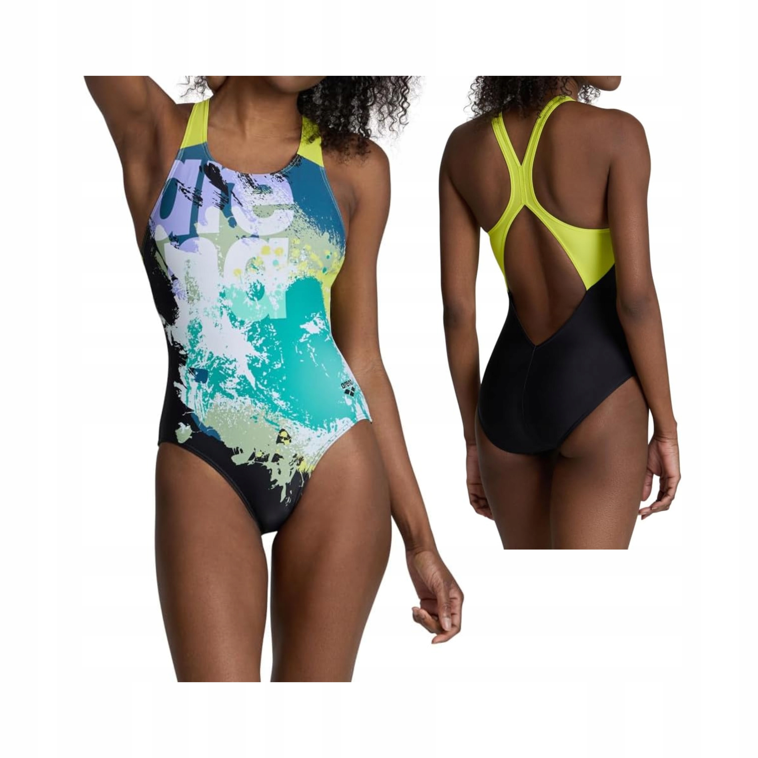 Arena Waves Breaking V-back Dámské Jednodílné Plavky Černá 40