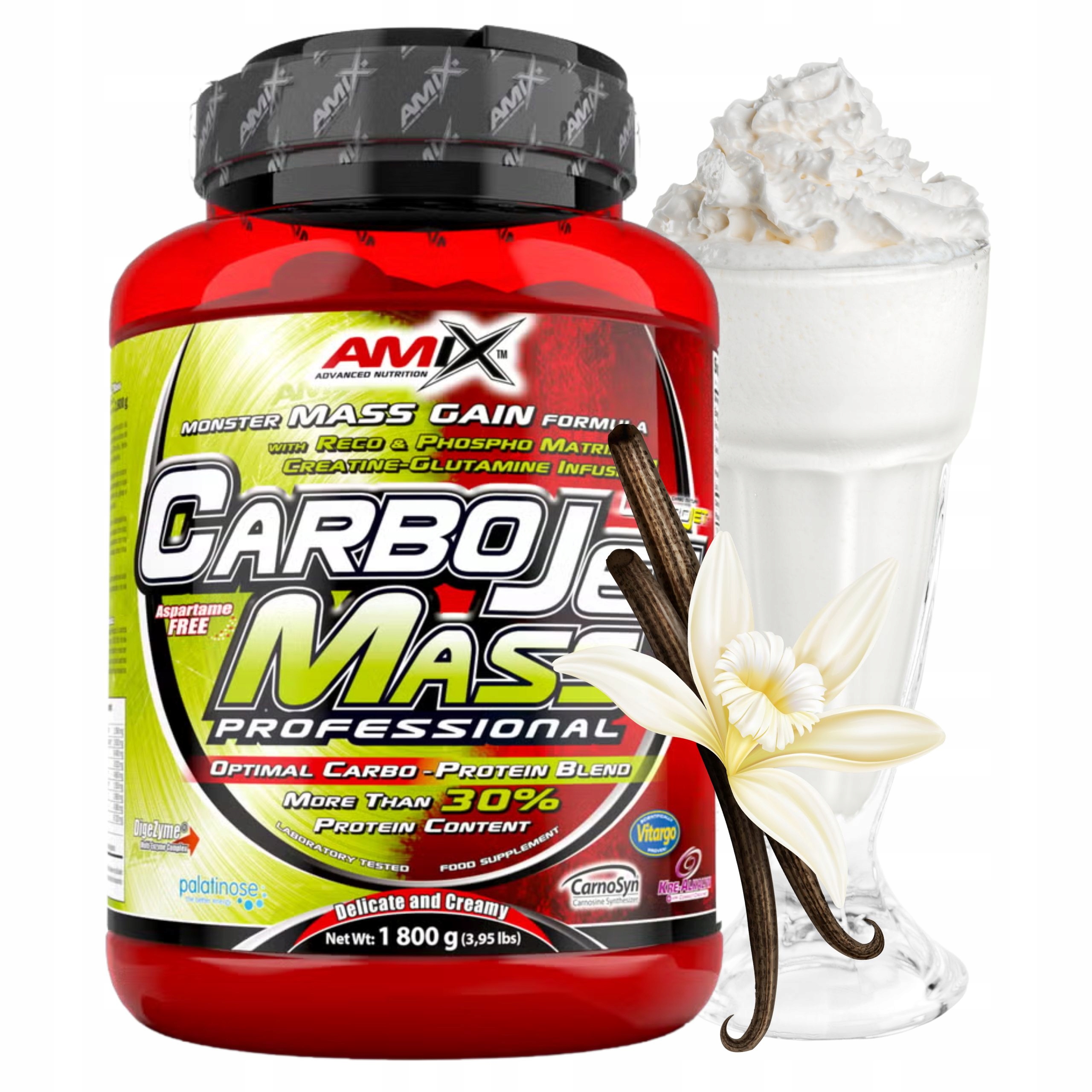 Mass Gainer Doplněk Stravy na svalovou hmotu Protein Bcaa Sacharidy Palatinose