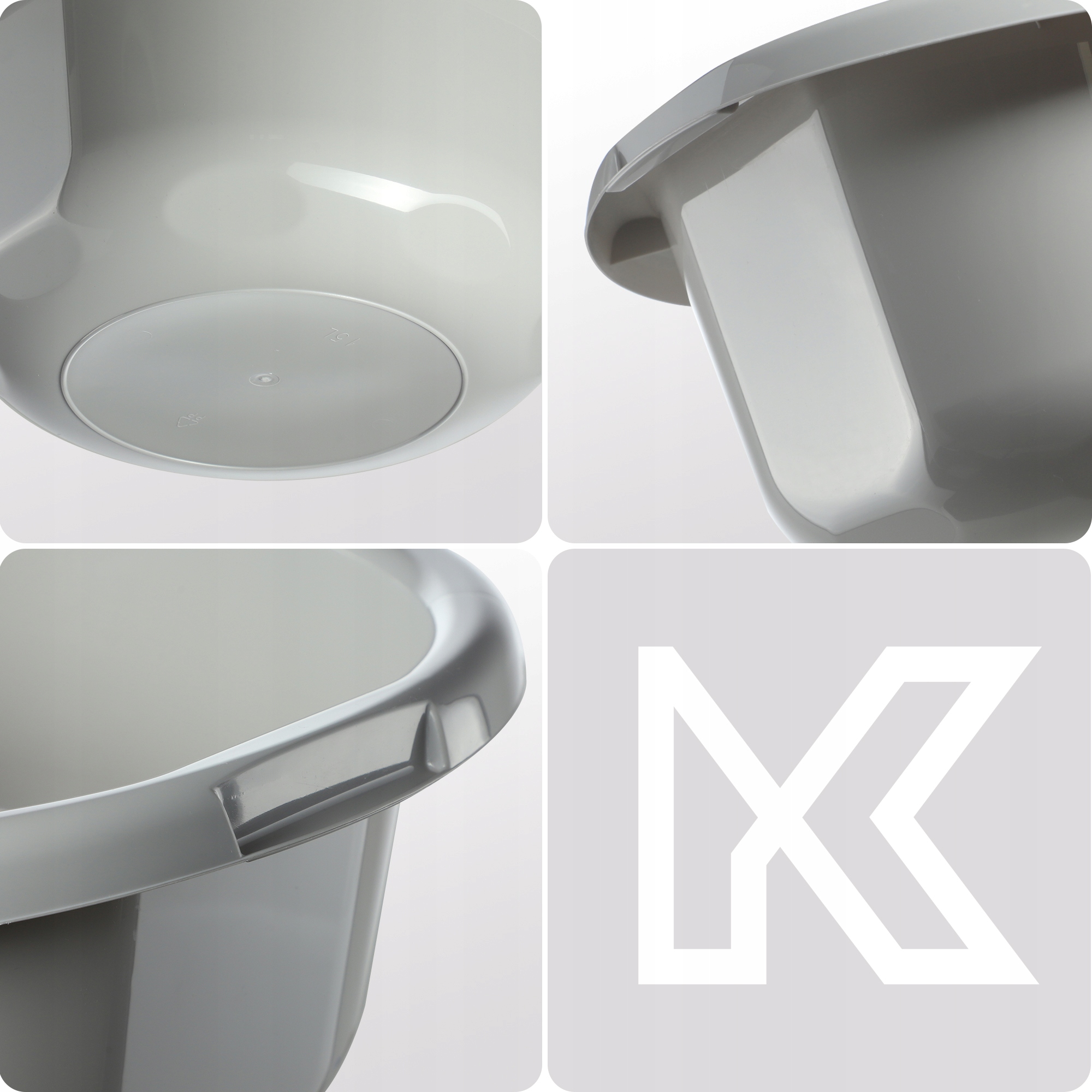 MISKA NA PRANIE 11L OKRĄGŁA MIEDNICA SZARA Cechy dodatkowe uchwyty