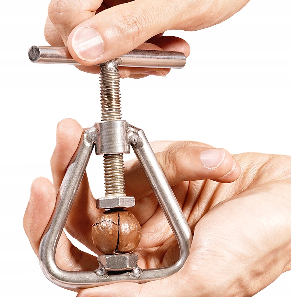 SOLIDNY DZIADEK DO ROZŁUPYWANIA ORZECHÓW CHROM Stalowy mocny wkręcany Materiał dominujący metal