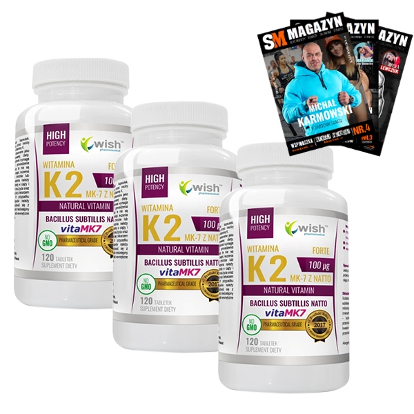 WISH VITAMIN K2 MK-7 S NATTO KOSTI ZUBY SRDCE 100mcg 120tab x3