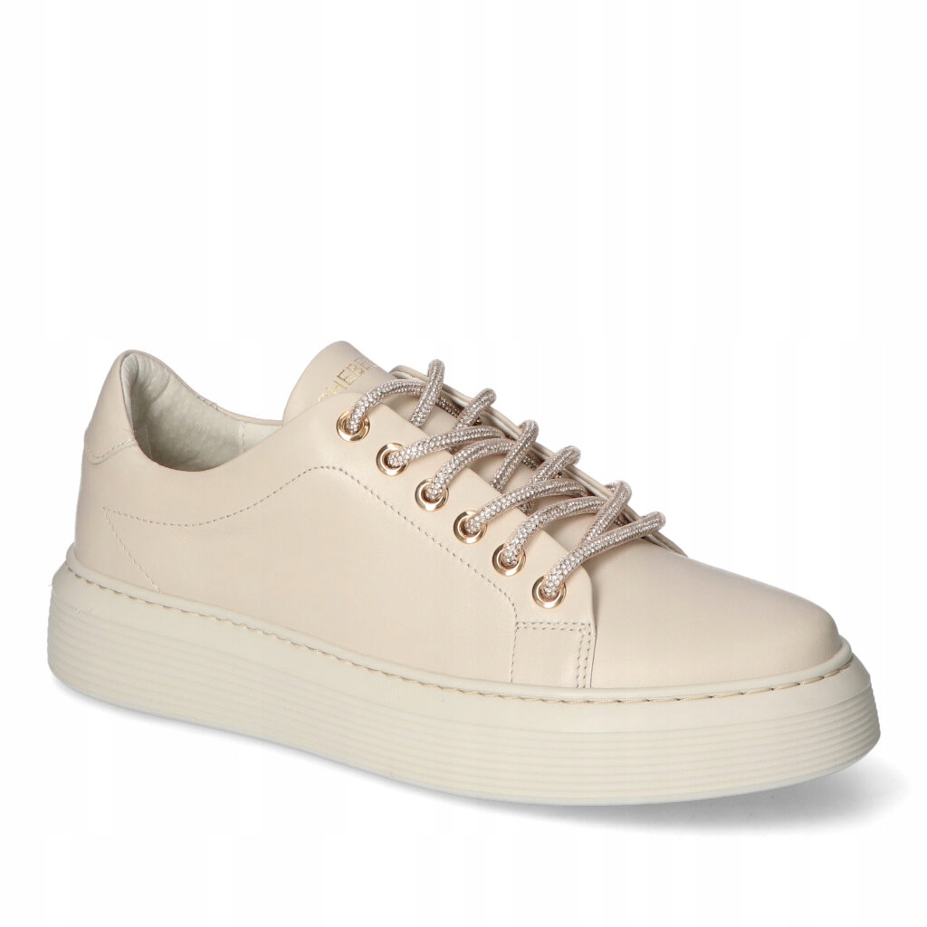 Dámské kožené tenisky Chebello Béžová lico Ozdobné tkaničky 37