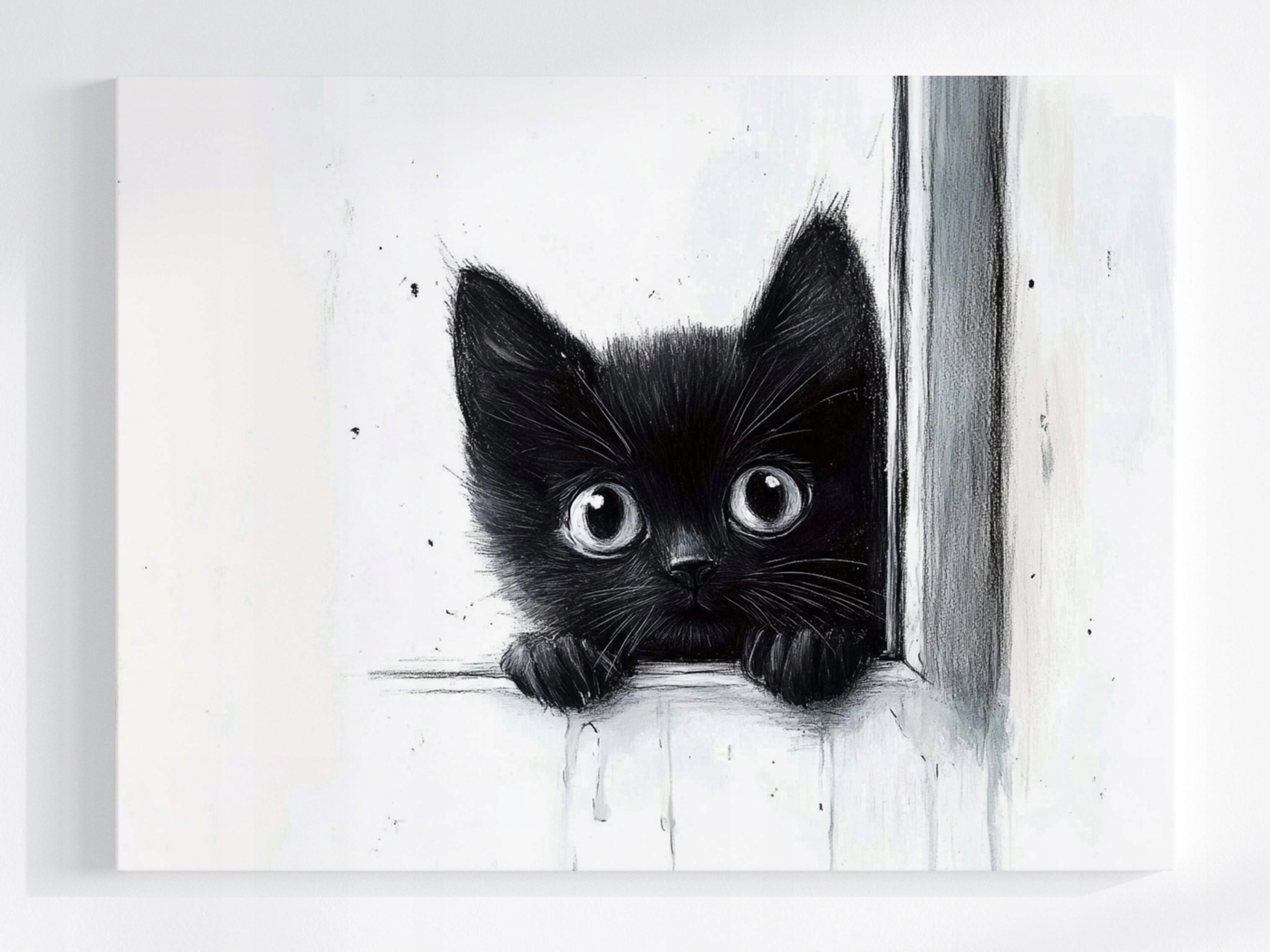 Obraz Na Plátně Canvas Grafika Černá Kočka Kotě Okno Zvědavost 80x60