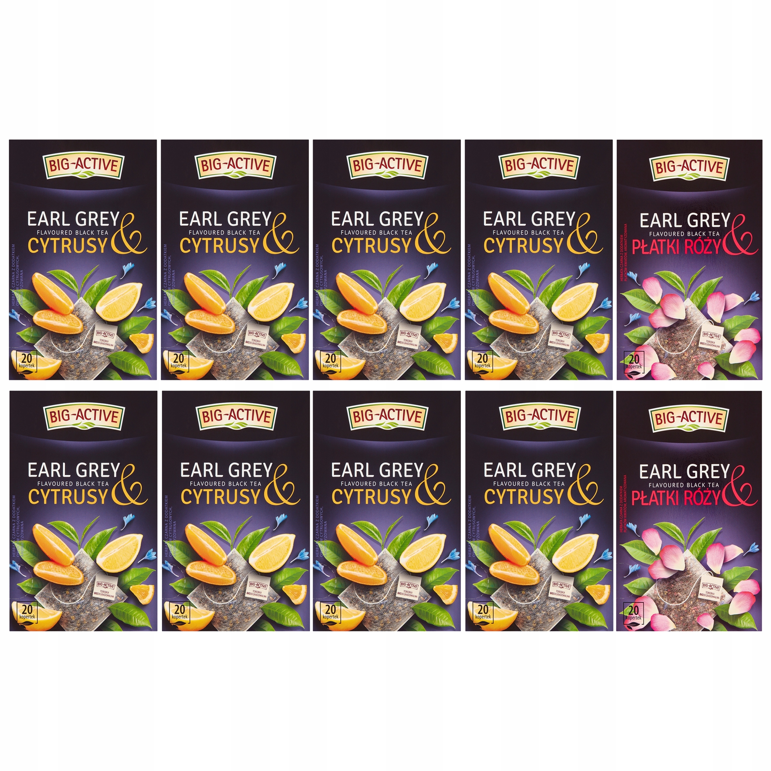 Levně Sada 10 černých čajů Earl Grey Big Active s přísadami nálepka