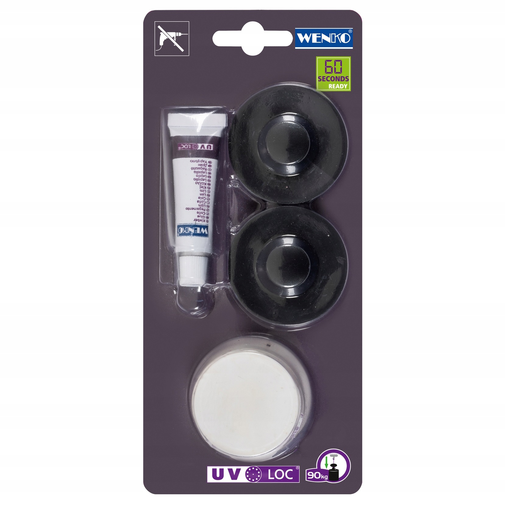 Montážní prvky UV-Loc, černá barva, Wenko