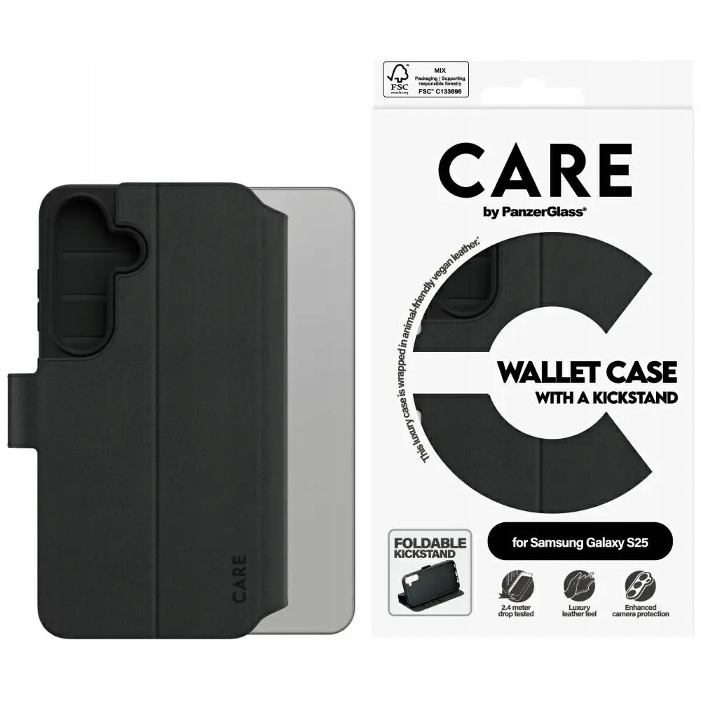 Etui Care by PanzerGlass Feature Wallet Kickstand na Samsung Galaxy S25