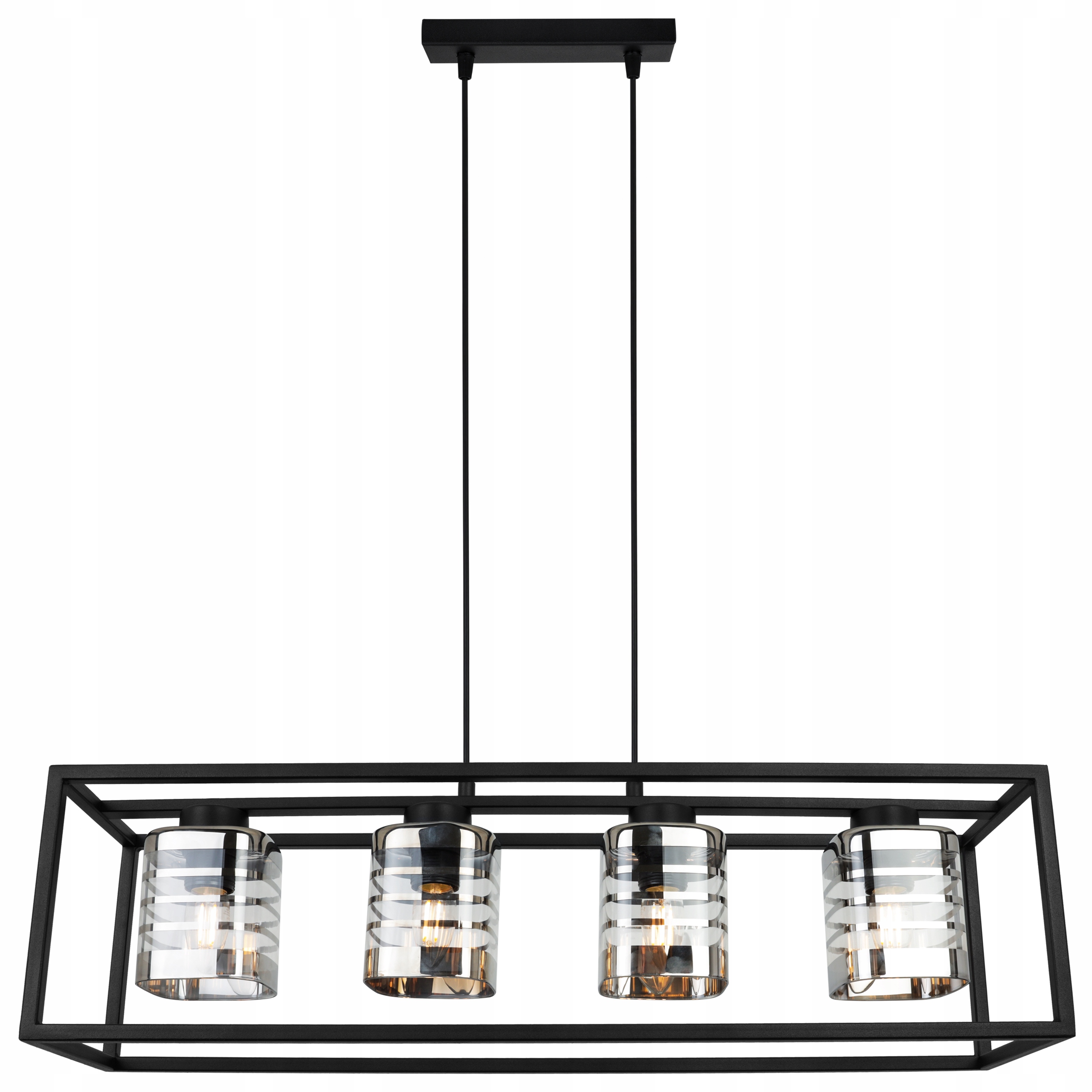 Závěsná lampa ve tvaru kovové klece s vnitřními stínítky do obývacího pokoje Helix