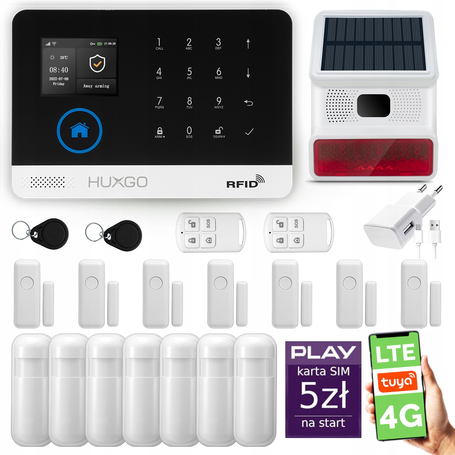 Bezdrôtový alarm WiFi Gsm, Tuya, alarmová sada Huxgo HXA003 4G Lte