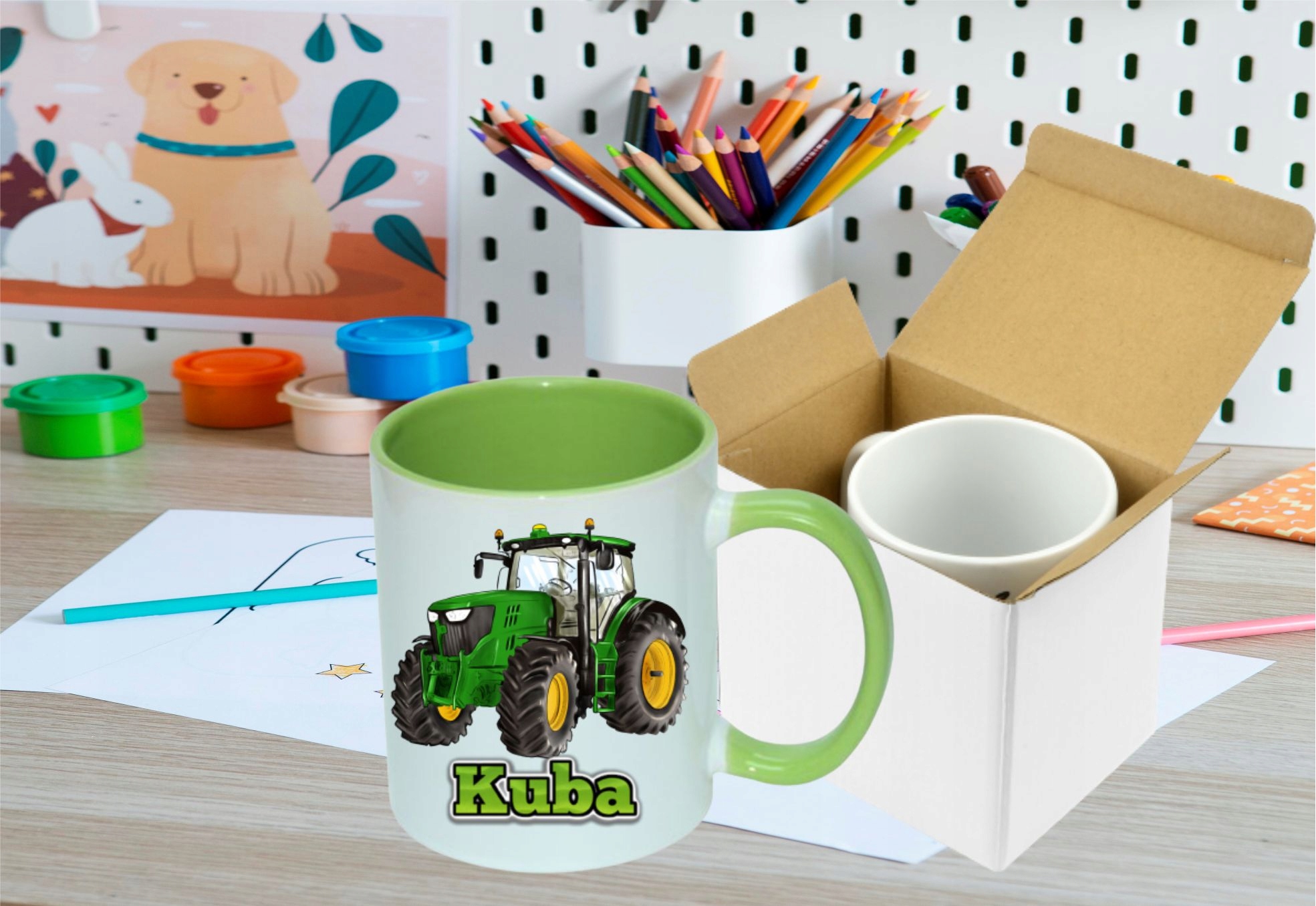 KUBEK ZIELONY TRAKTOR FARMING CIĄGNIK Z IMIENIEM Kod producenta 0685071781487