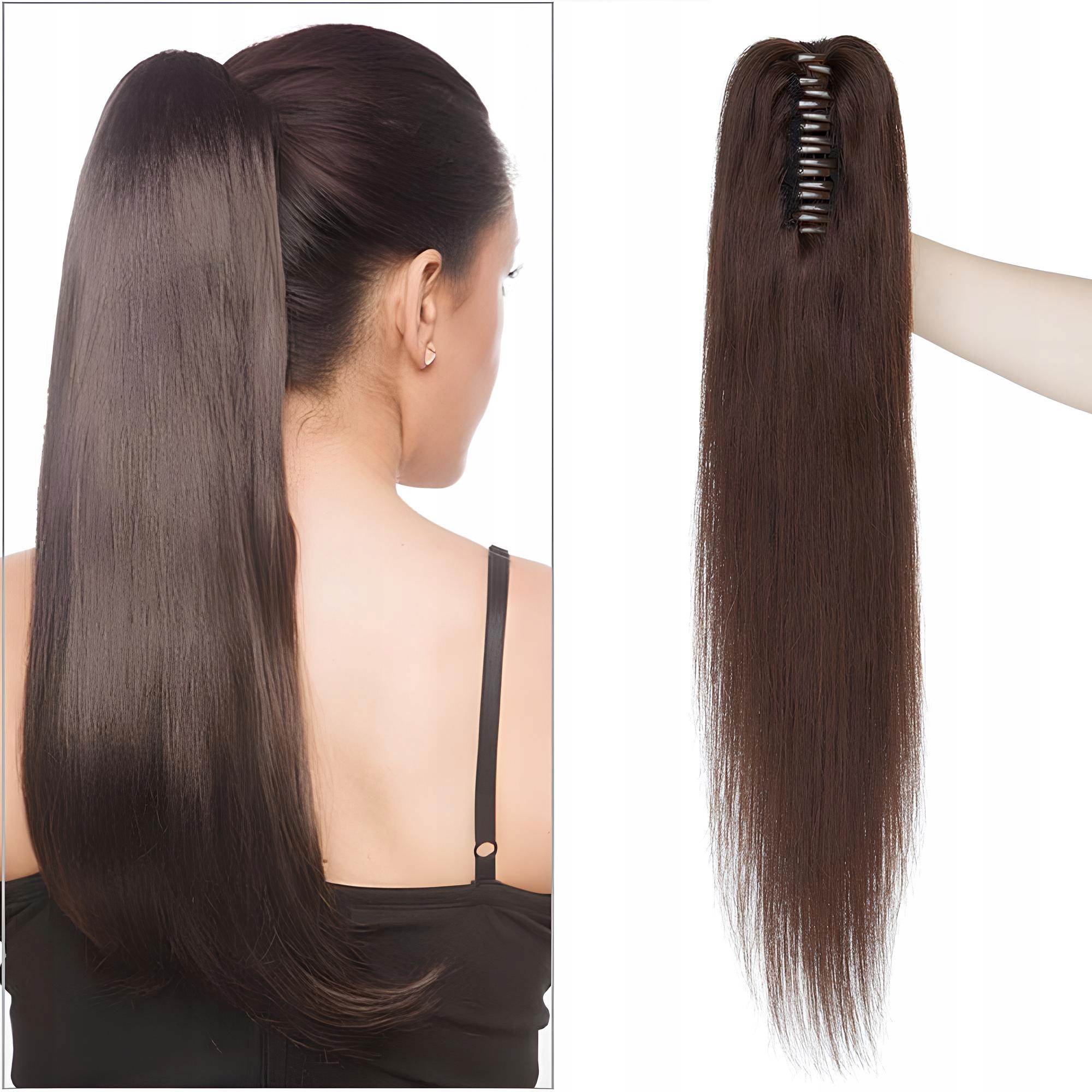 Přírodní vlasy Remy clip in kaštanové 45 cm s připínacími pramínky