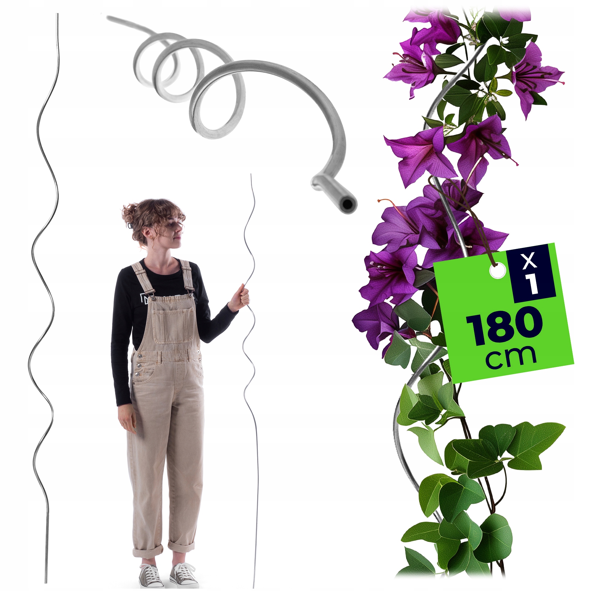 PODPORA DO ROŚLIN 180cm SPIRALNA TYCZKA KWIATÓW PNĄCYCH PALIK WYSOKA
