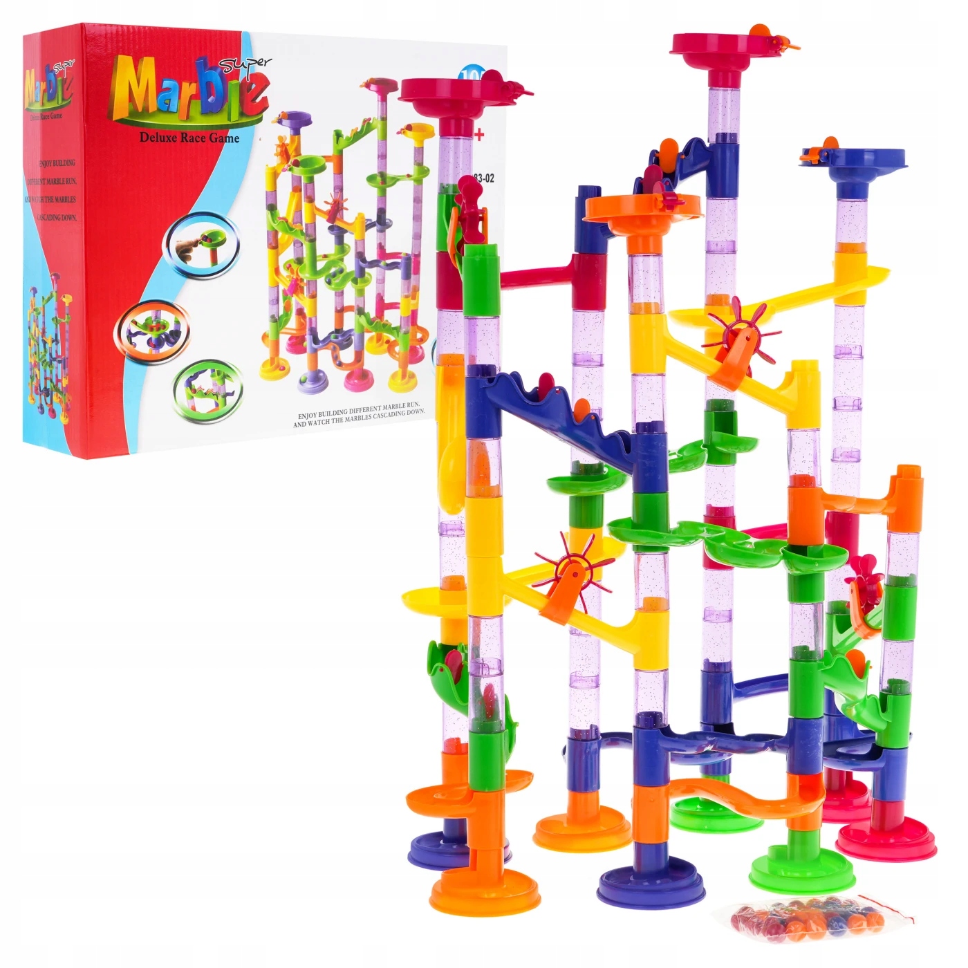 MARBLE DELUXE RACE GAME Tor kulkowy Land Toys labirynt do złożenia 105 el.