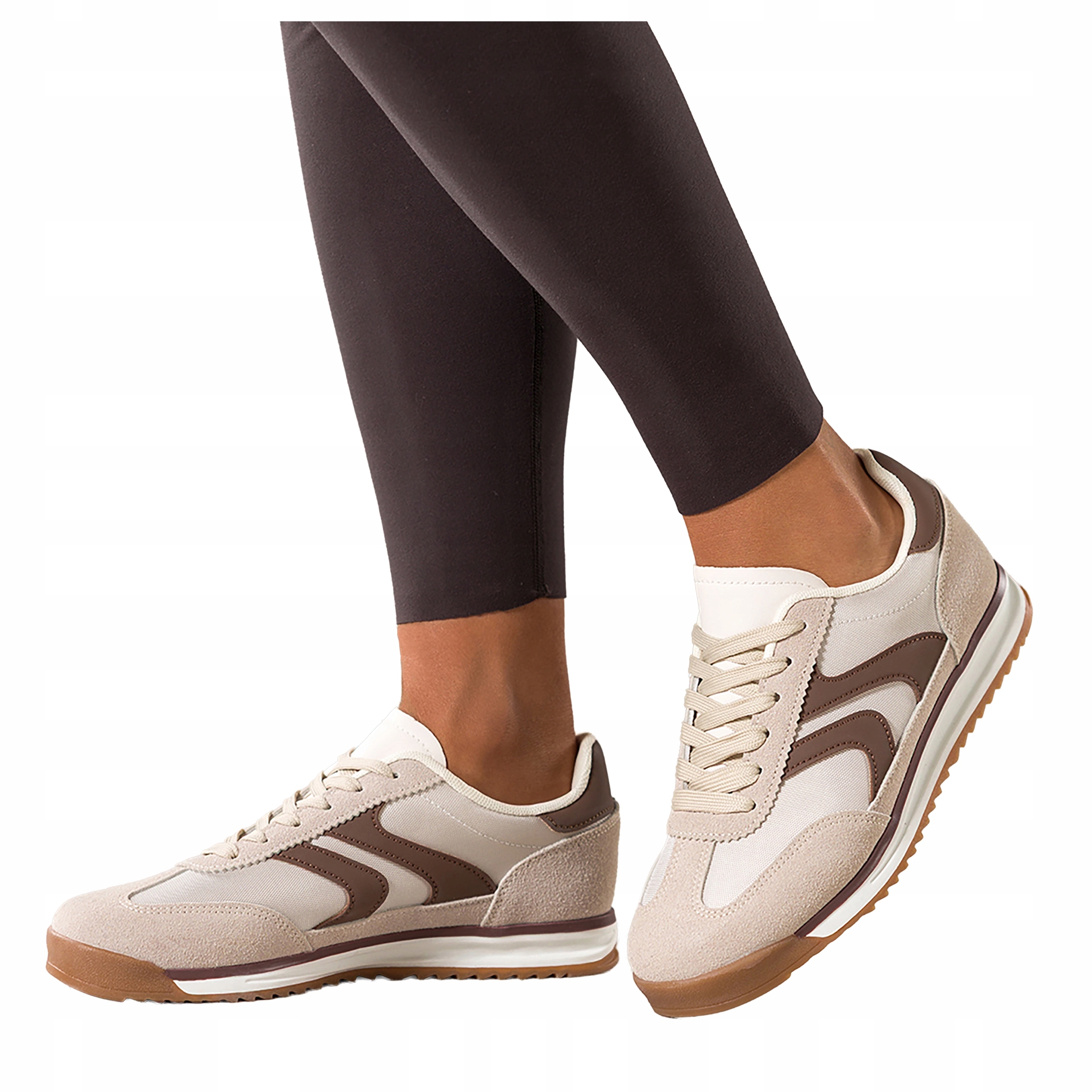Sneakersy Béžové Dámské Sportovní Šněrovací Čokoládové Vložky Modní vel. 36