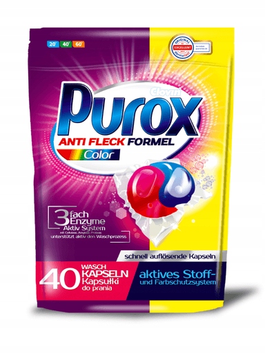 Levně 2x Purox Color Kapsle na praní barevných tkanin 40 Kusů