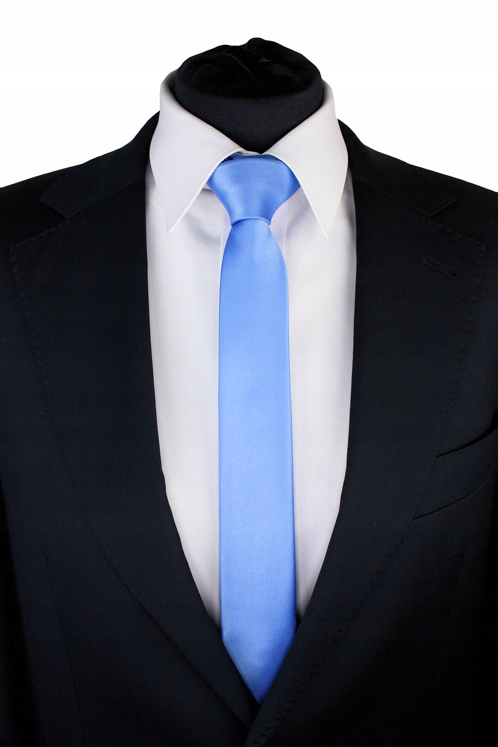 KRAWAT MĘSKI WĄSKI SLIM ŚLEDŹ 5 cm BŁĘKITNY