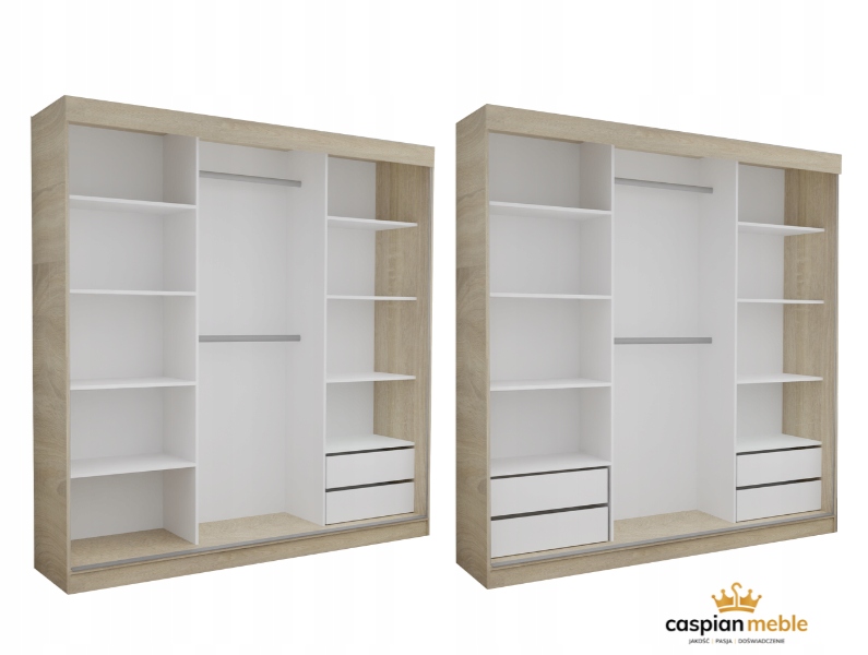 SZAFA PRZESUWNA 3D 160 CM - sonoma - NISKA LINIA Kolekcja NISKA LINIA