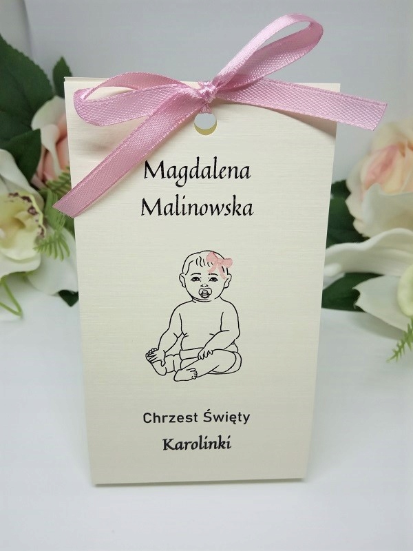 WA17B Podziękowanie + winietka na chrzciny CHRZEST Okazje chrzest