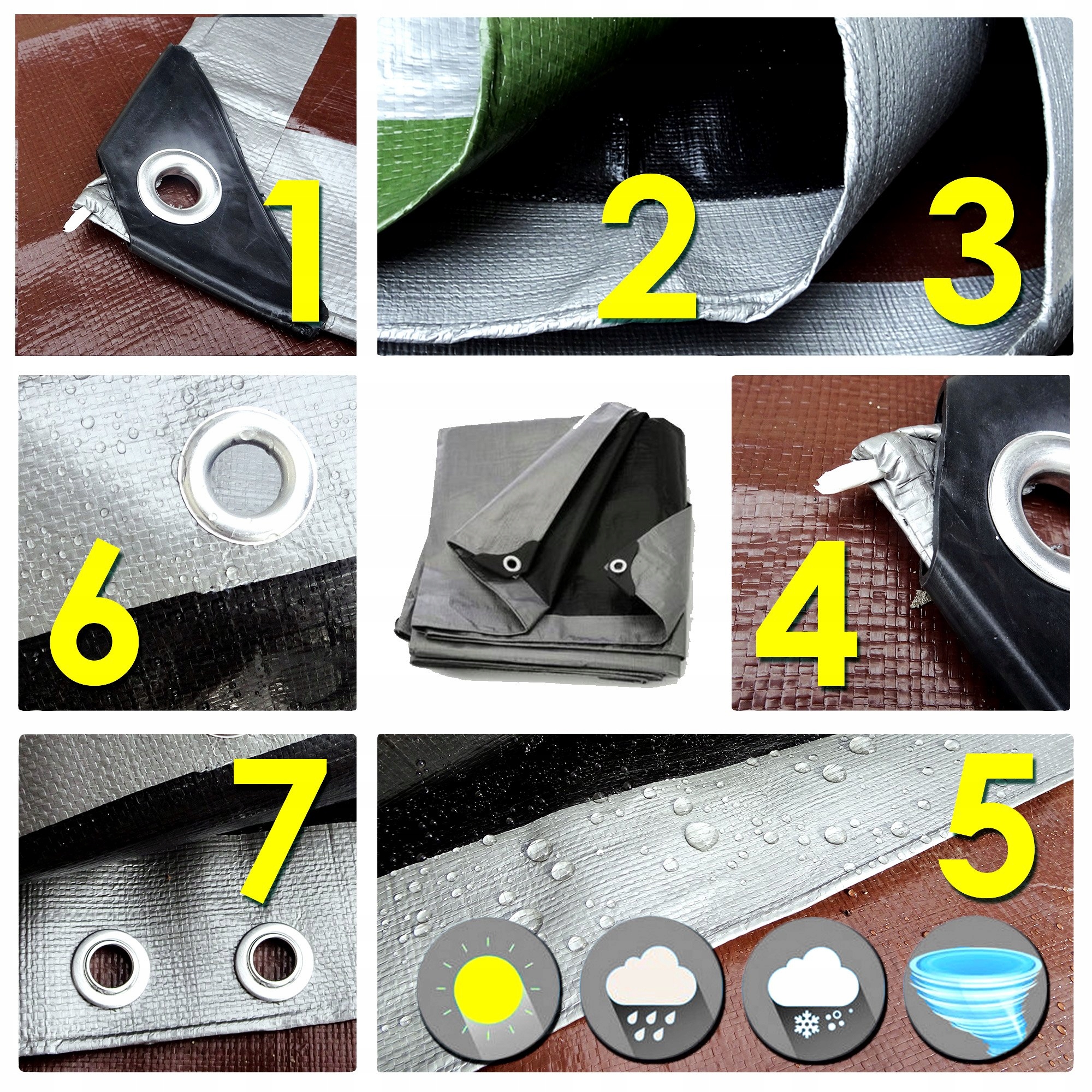 Plandeka z oczkami 10X12 260g MROZOODPORNA płachta MOCNA okrycie GRUBA UV+ EAN (GTIN) 5904224301019