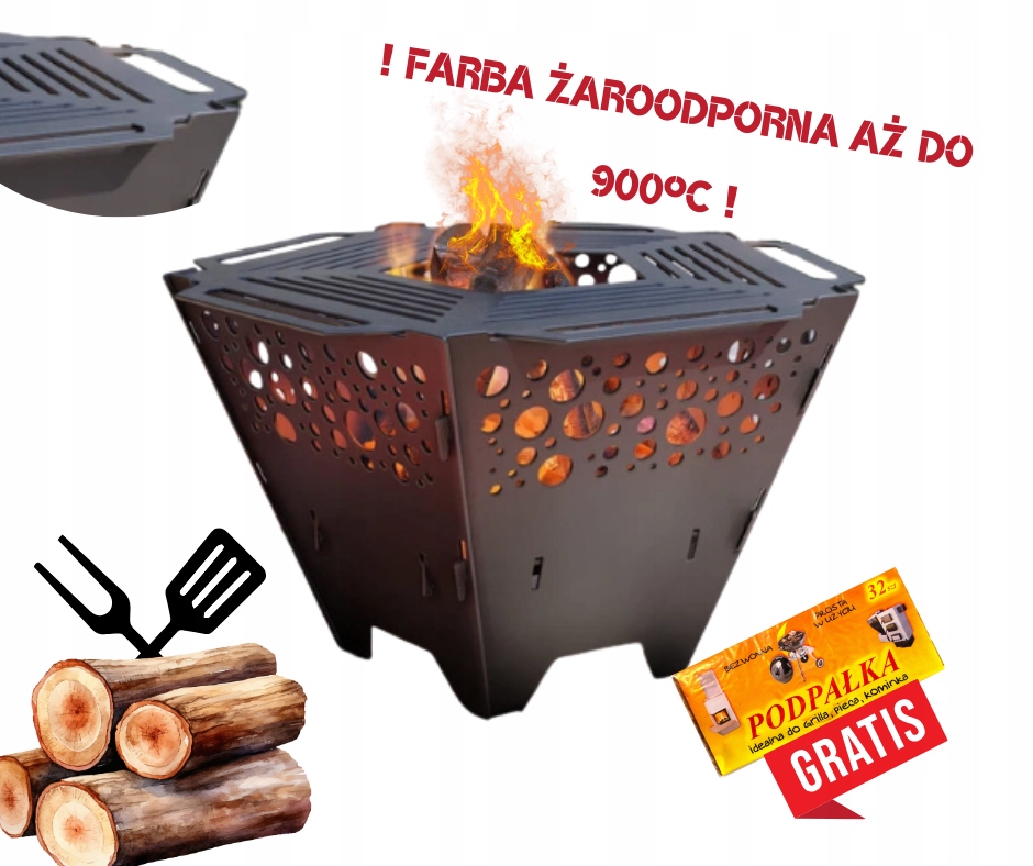 Kulaté Žáruvzdorné Grilovací Ohniště Pro Zahradu 80 cm Vysoký Rošt Hluboký