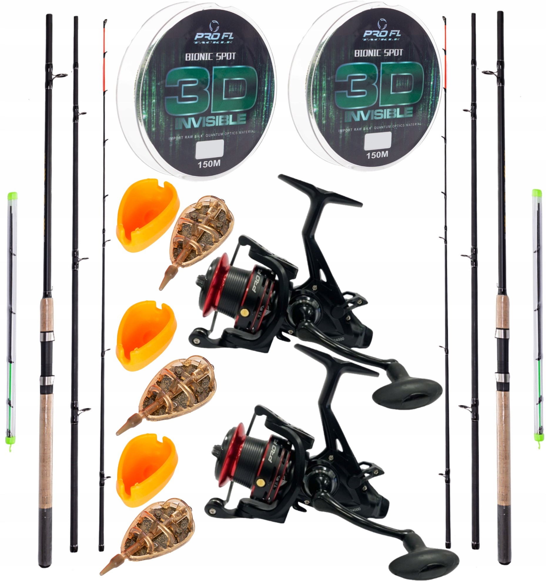 Zestaw Wędkarski 2X Wędka Feeder 2X Kołowrotek Black Shadow 3X Koszyki