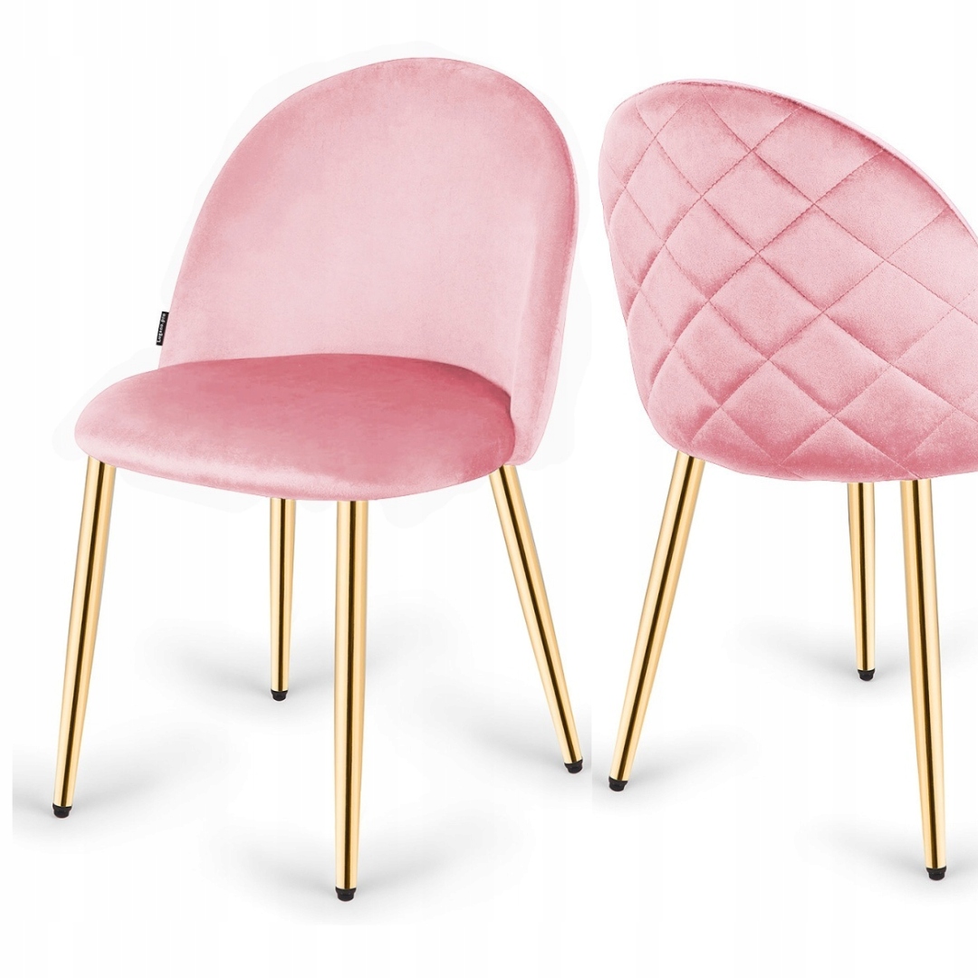 Krzesło tapicerowane róż welur do salonu kuchni jadalni przeszycia Gloria