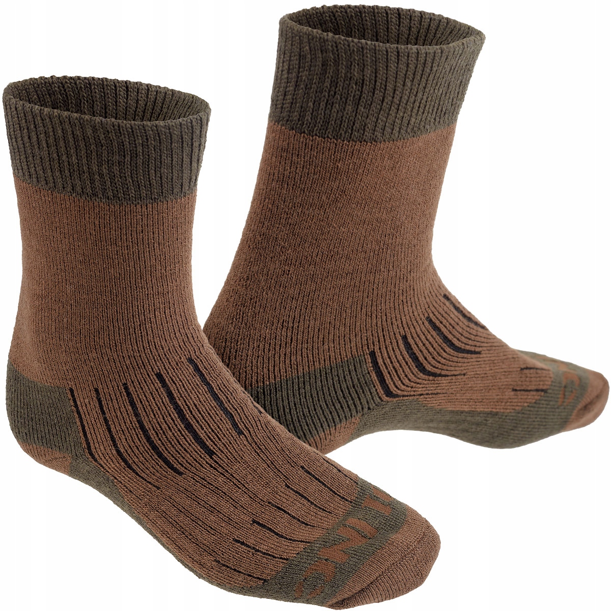Skarpety Wełna Merino Trekkingowe Termoaktywne 101Inc Brązowe-Zielone 39-42