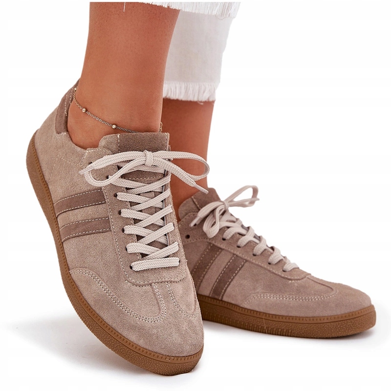 Zazoo N1068 Semišové Nízké Dámské Tenisky Tmavě Béžové 37