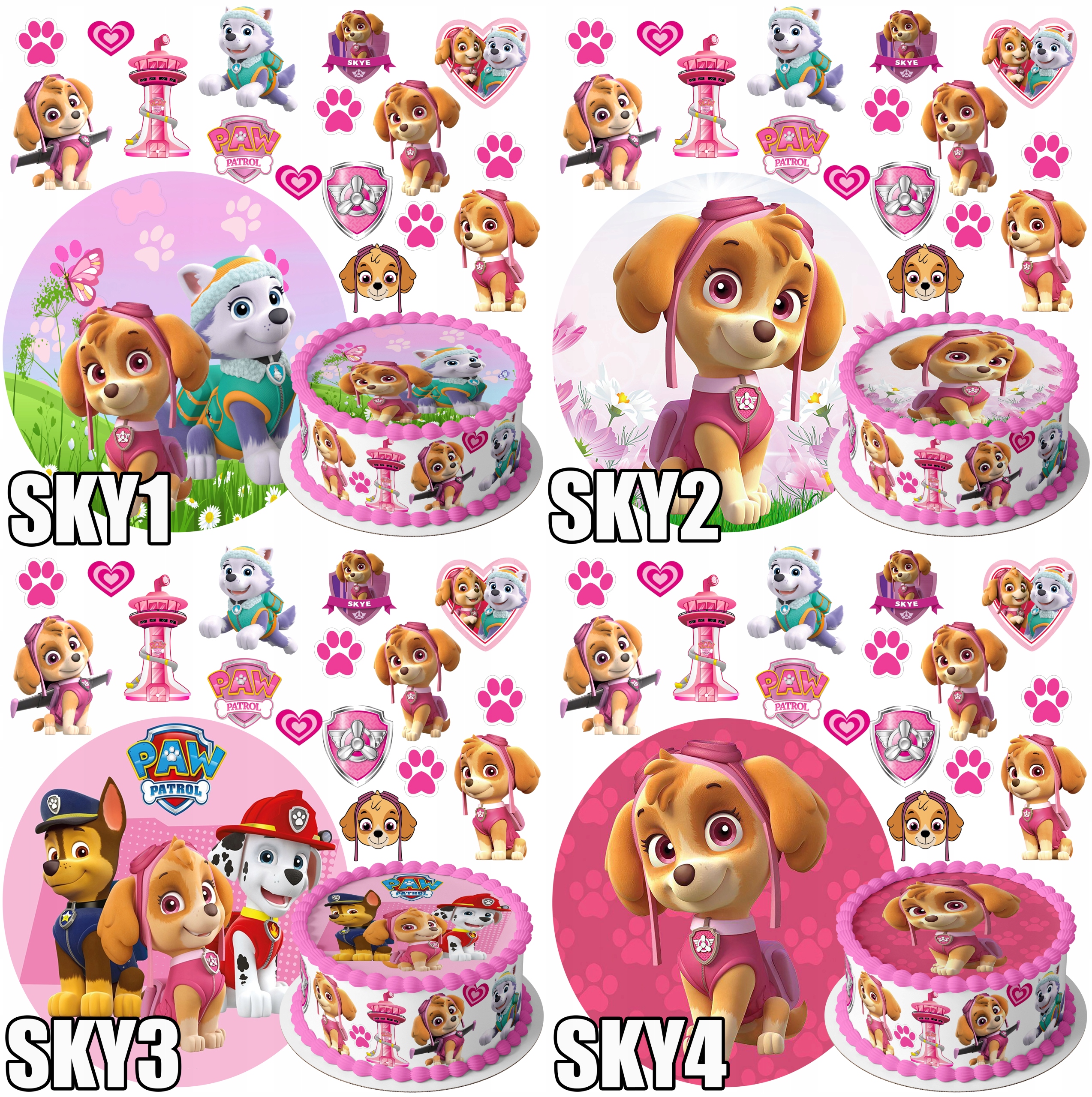 ZESTAW OPŁATEK NA TORT PSI PATROL + POSTACI +TEKST Kod producenta Opłatki TORTOWE URODZINOWE WafersPremium